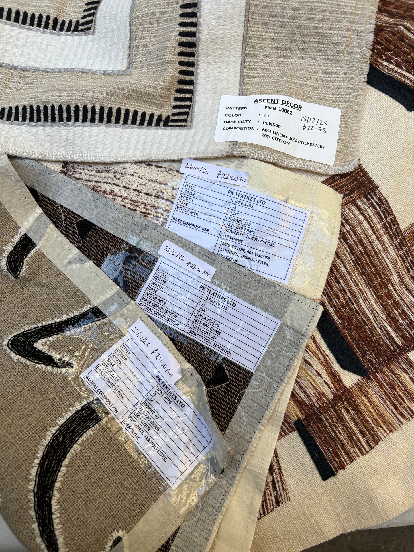 Embroidered Pattern Fabric Bundle of Four *ONE-OFF*