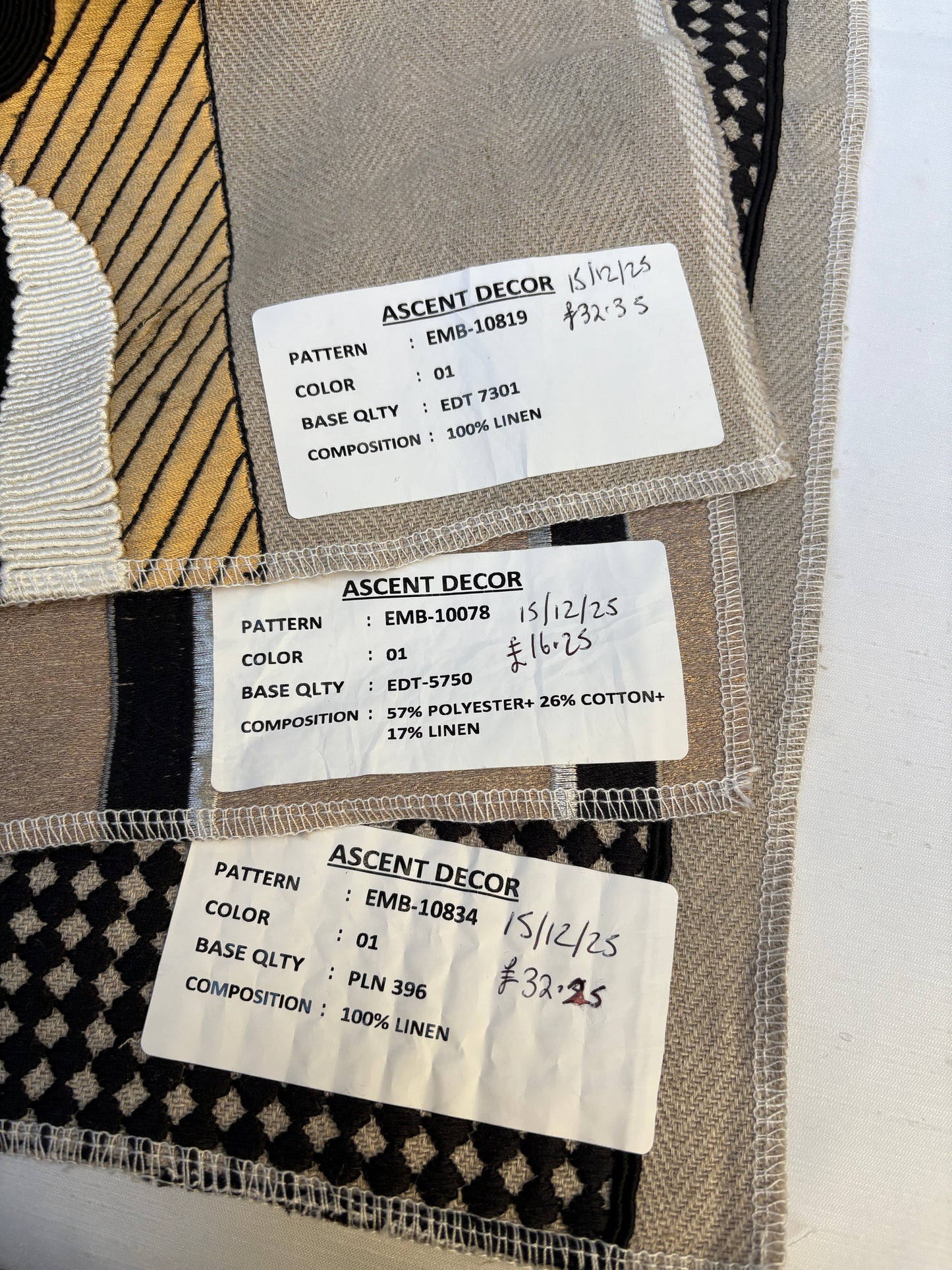 Embroidered Fabric Bundle of Three *ONE-OFF*