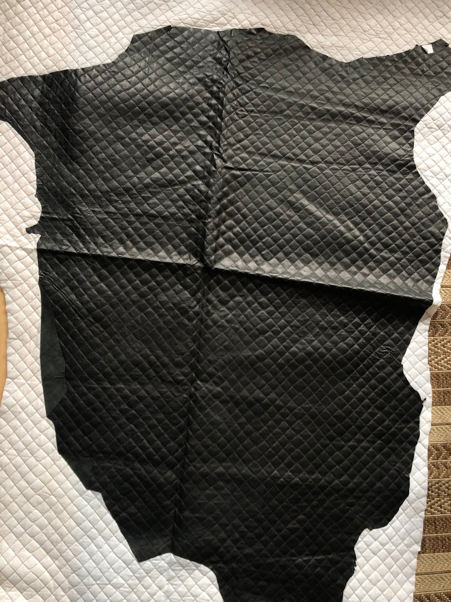 Leather, Black Quilted Whole Skin