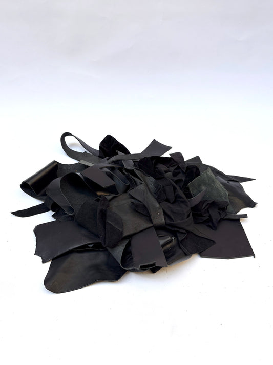 Leather Offcuts, Black Shades, Mixed Bundle
