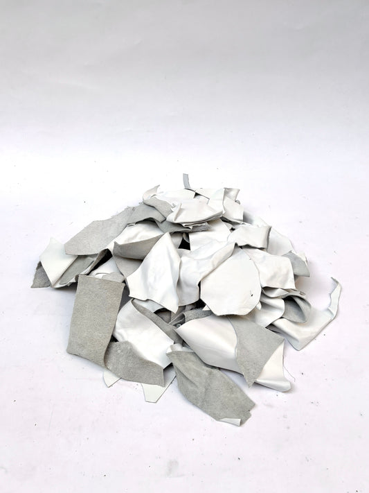 Leather Offcuts, White Shades, Mixed Bundle