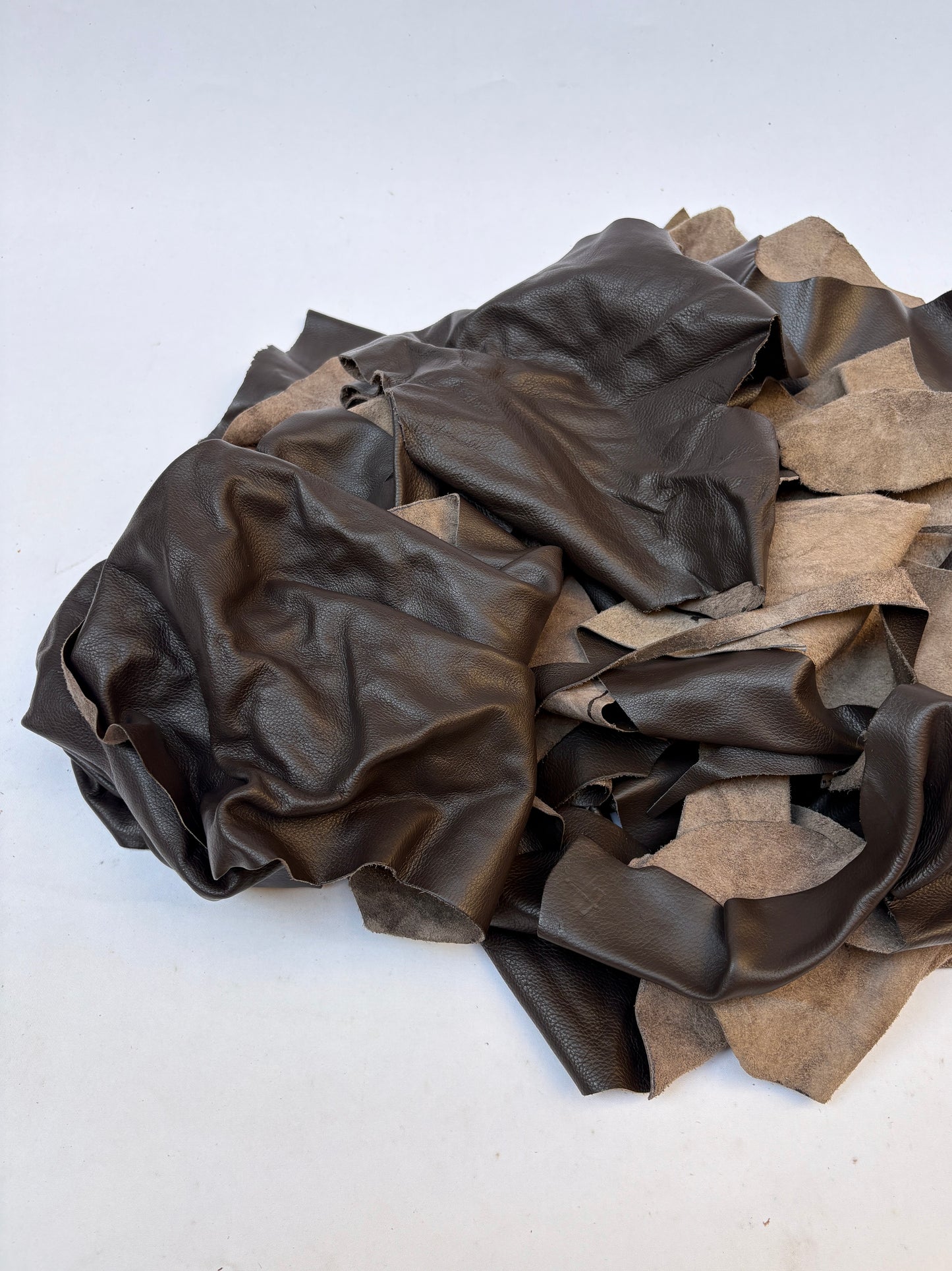 Leather Offcuts, Dark Brown, Mixed Bundle