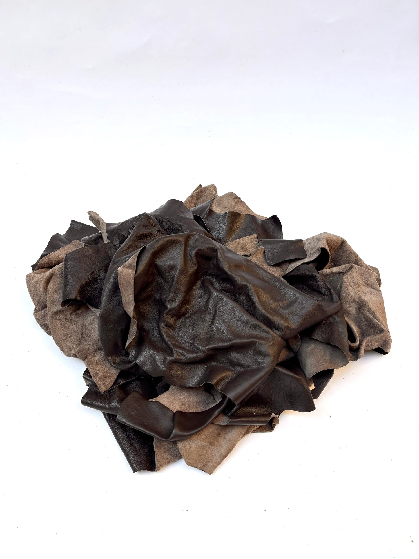 Leather Offcuts, Dark Brown, Mixed Bundle