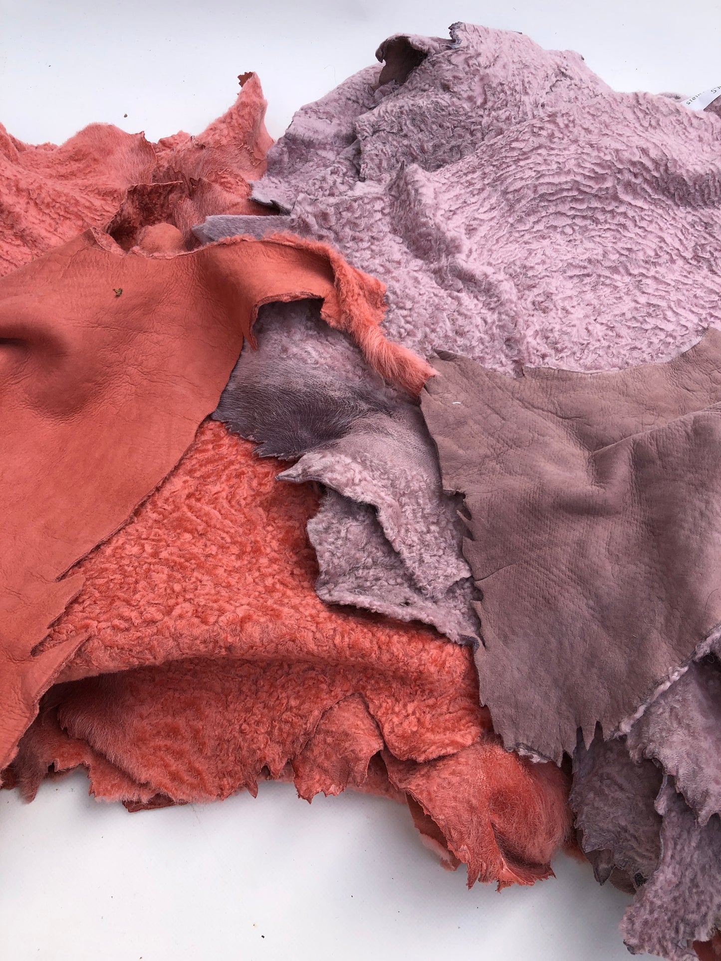 Leather, Lambskin, Lilac or Coral, Whole Skins