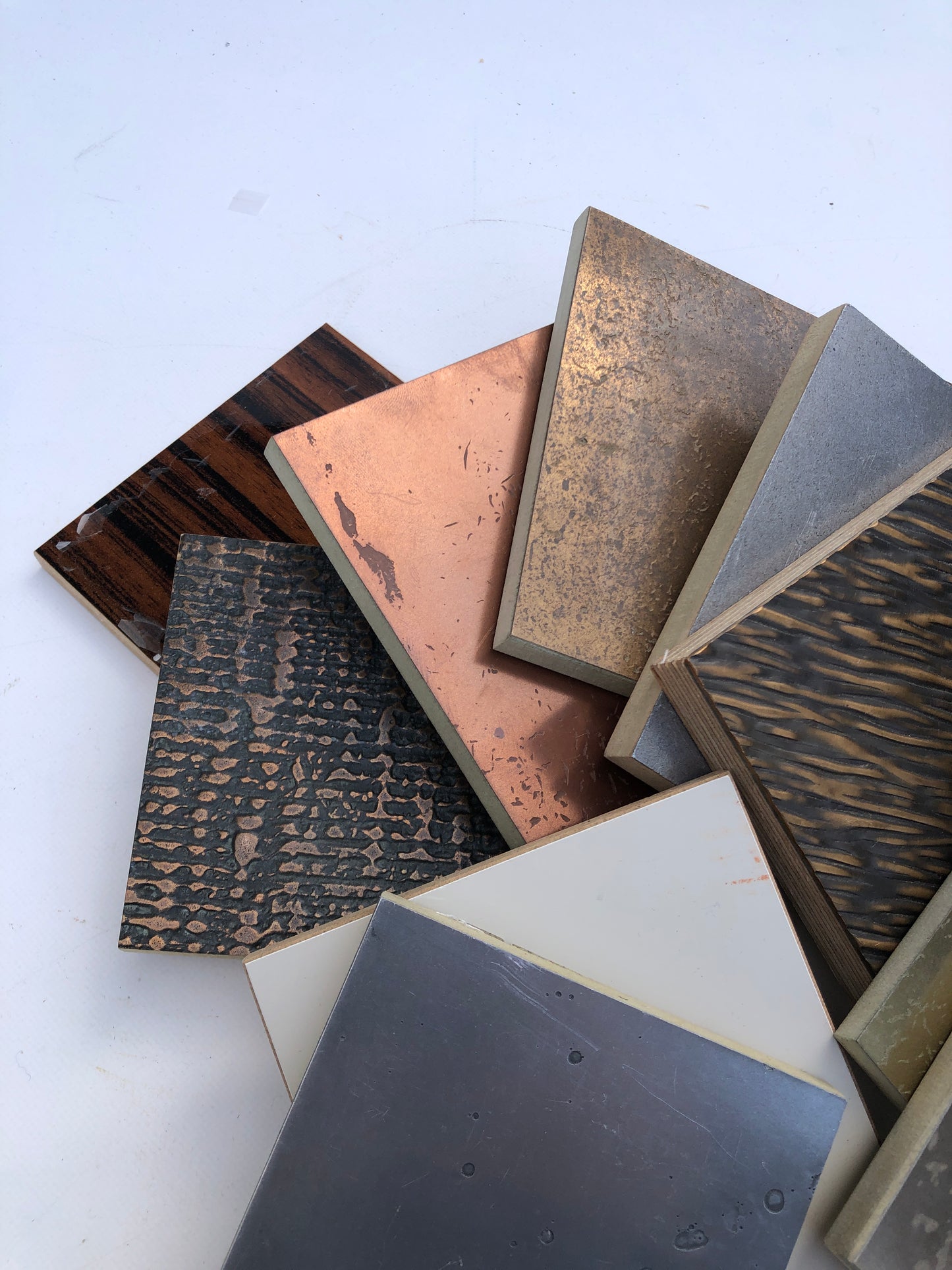 Wood Samples, Coated, Metal Look