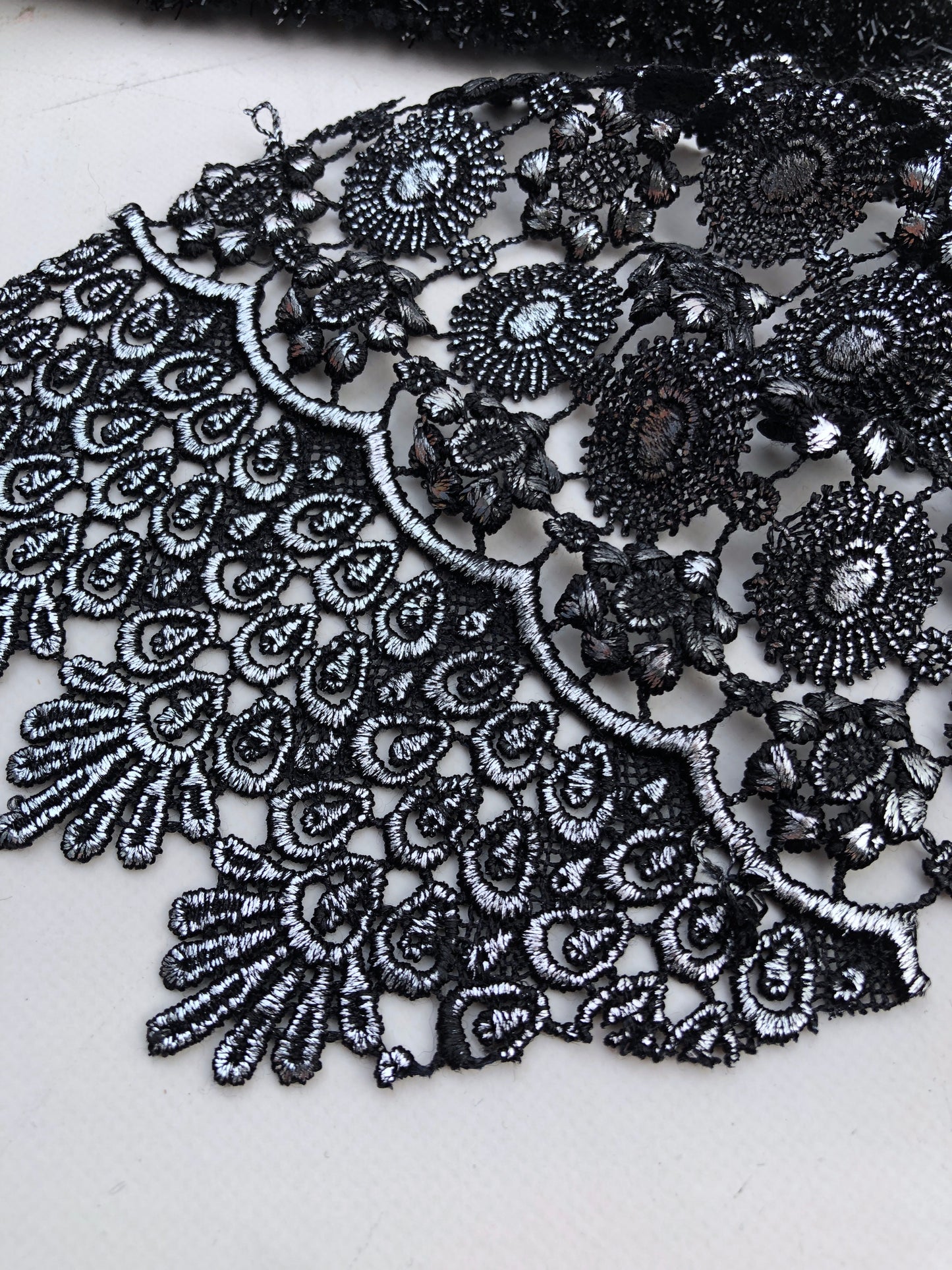 Couture Lace, Black Glitter with Silver