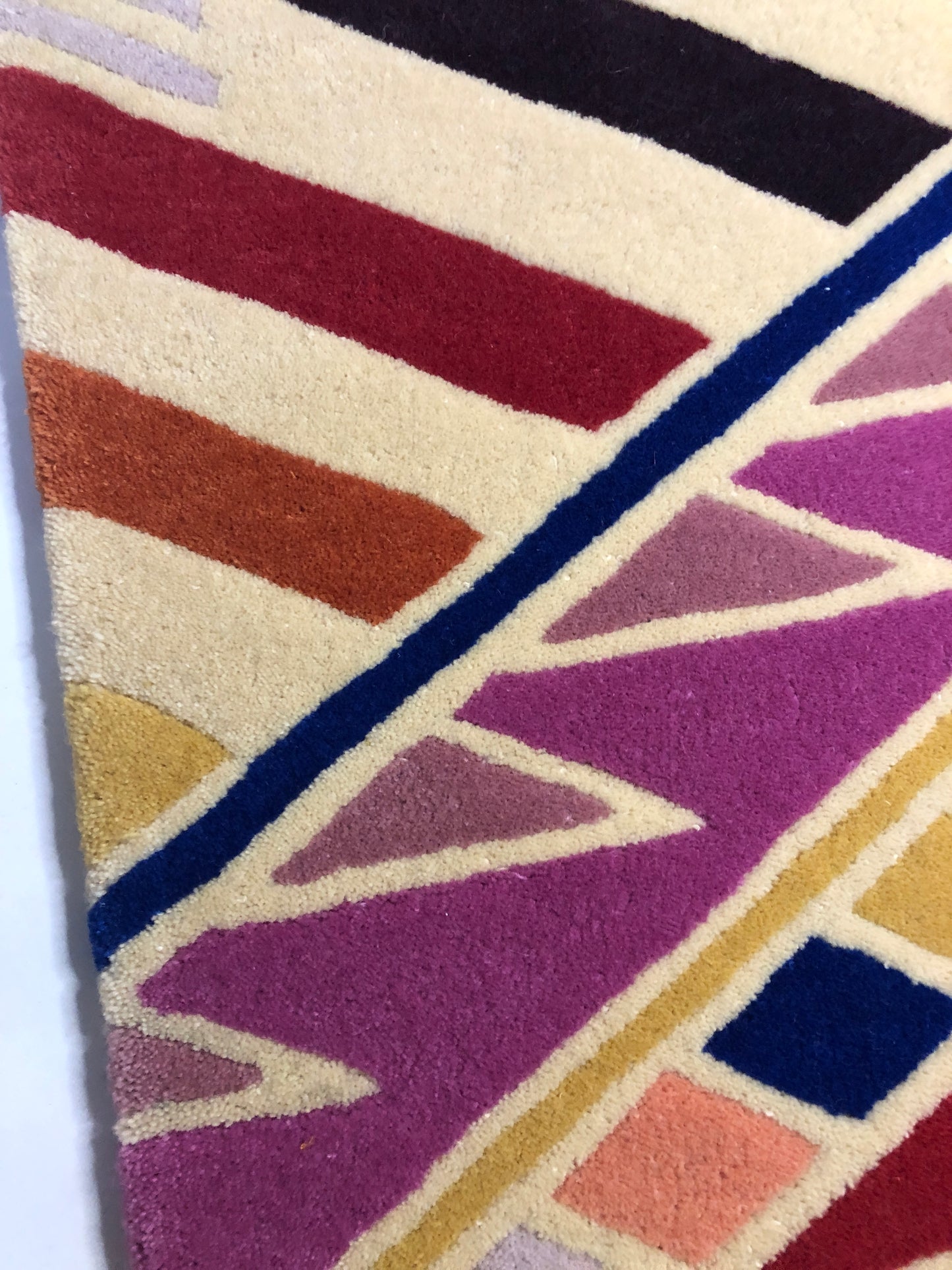 Rug, Hand Tufted Wool, Colorful Zickzack Patterned