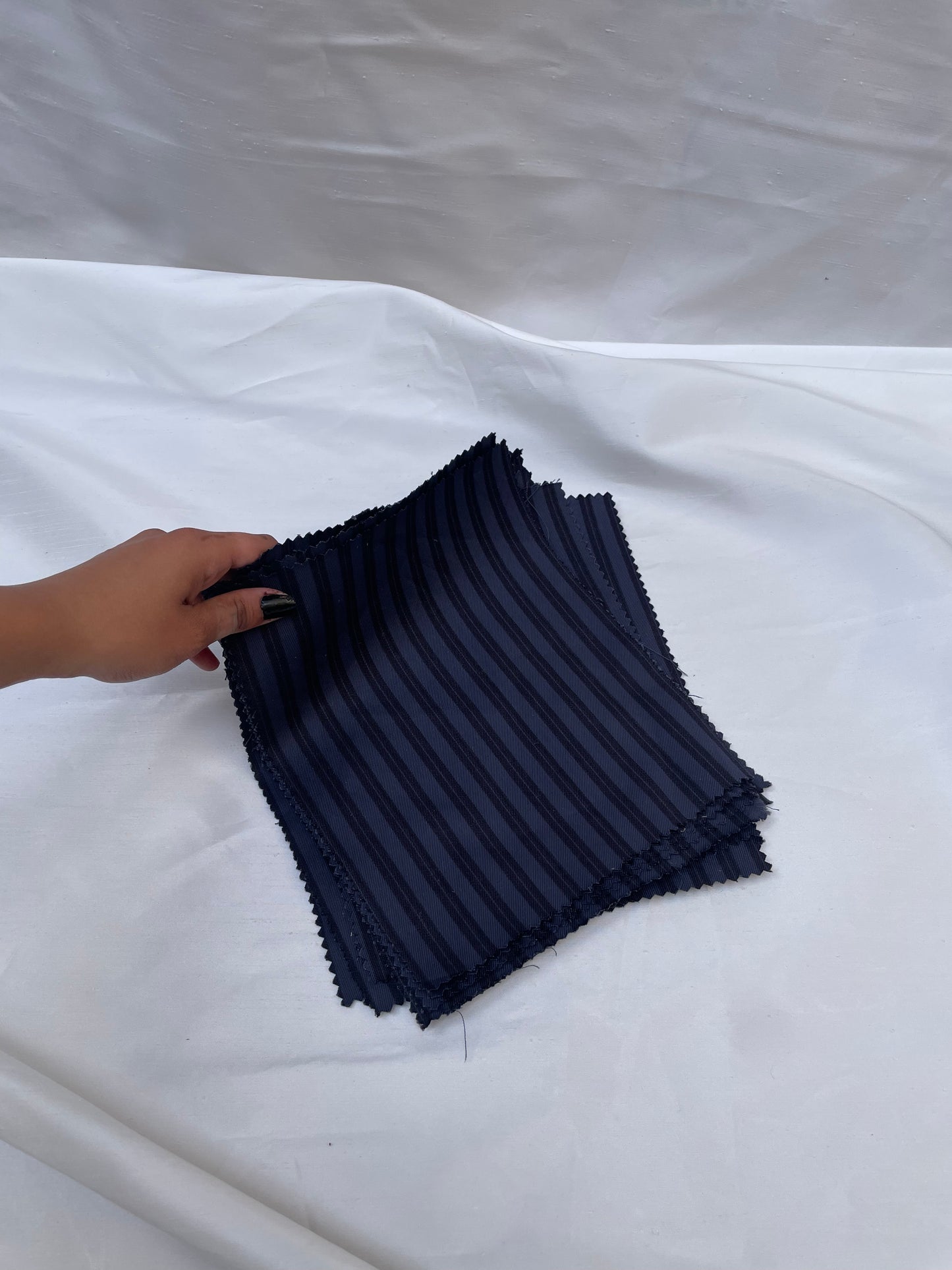 Navy Blue Striped Fabric Sample Bundle of 15 *ONE-OFF*
