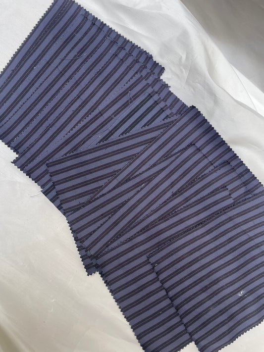 Navy Blue Striped Fabric Sample Bundle of 15 *ONE-OFF*