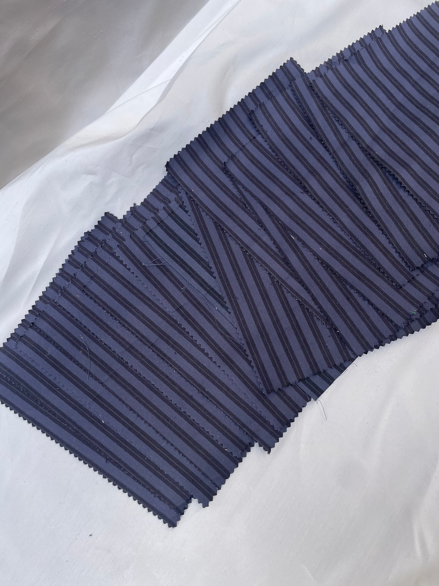 Navy Blue Striped Fabric Sample Bundle of 15 *ONE-OFF*
