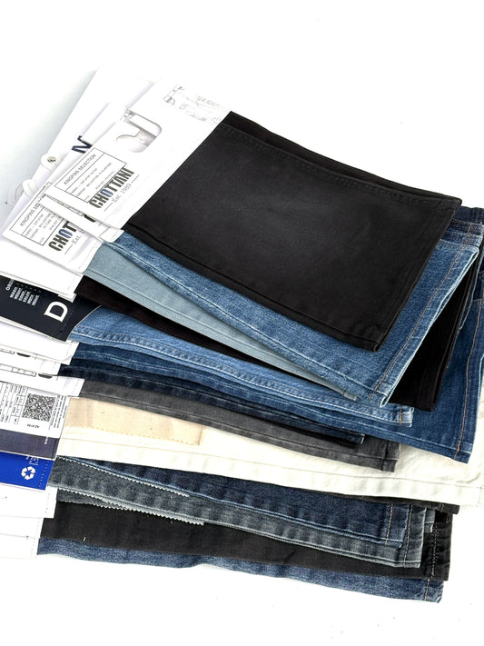 Denim Fabric Samples, Cotton, Classic Denim Shades, Mixed Bundle