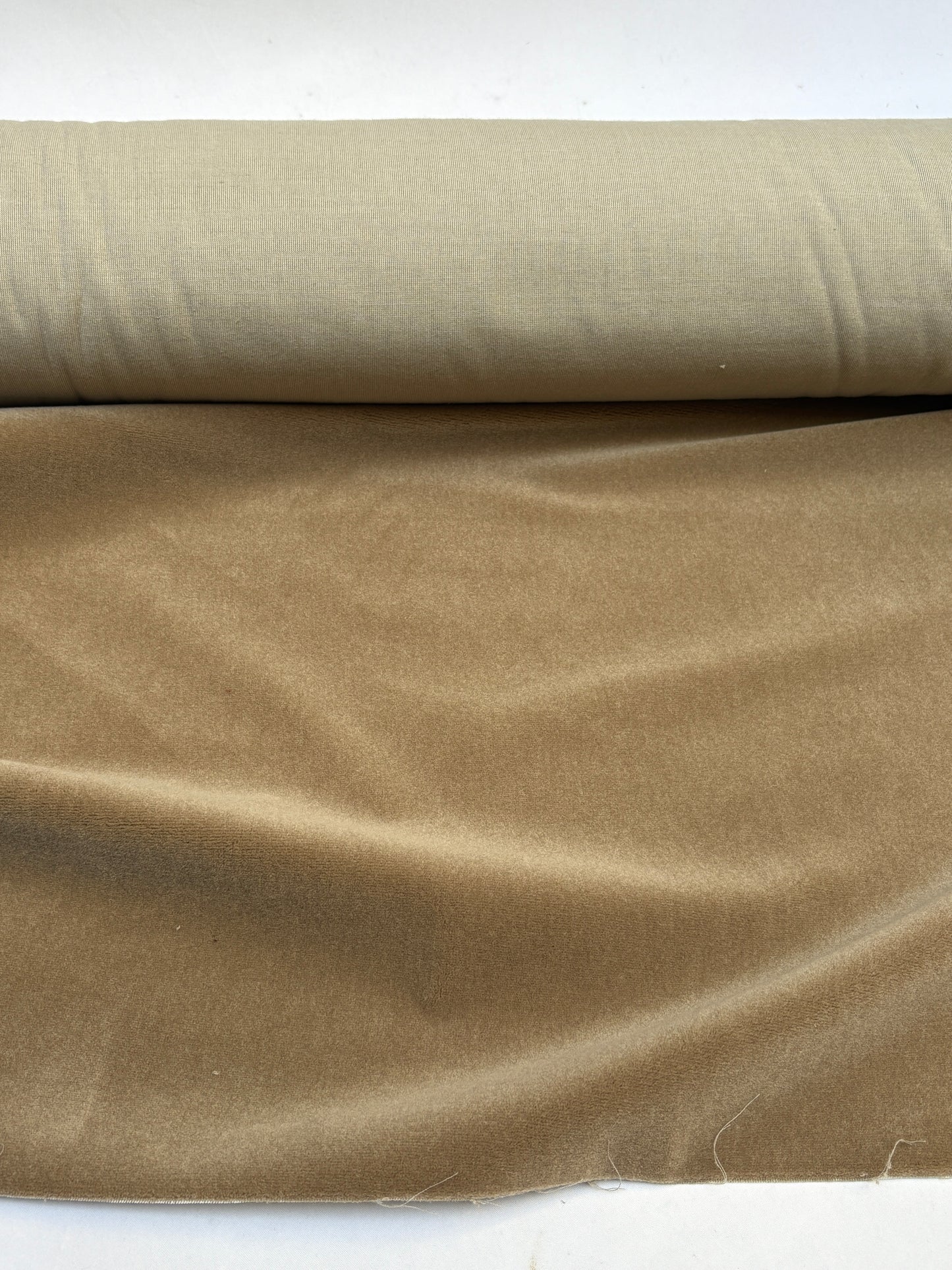 Fabric, Velvet, Deep Pile Viscose, Dark Camel, End of Roll