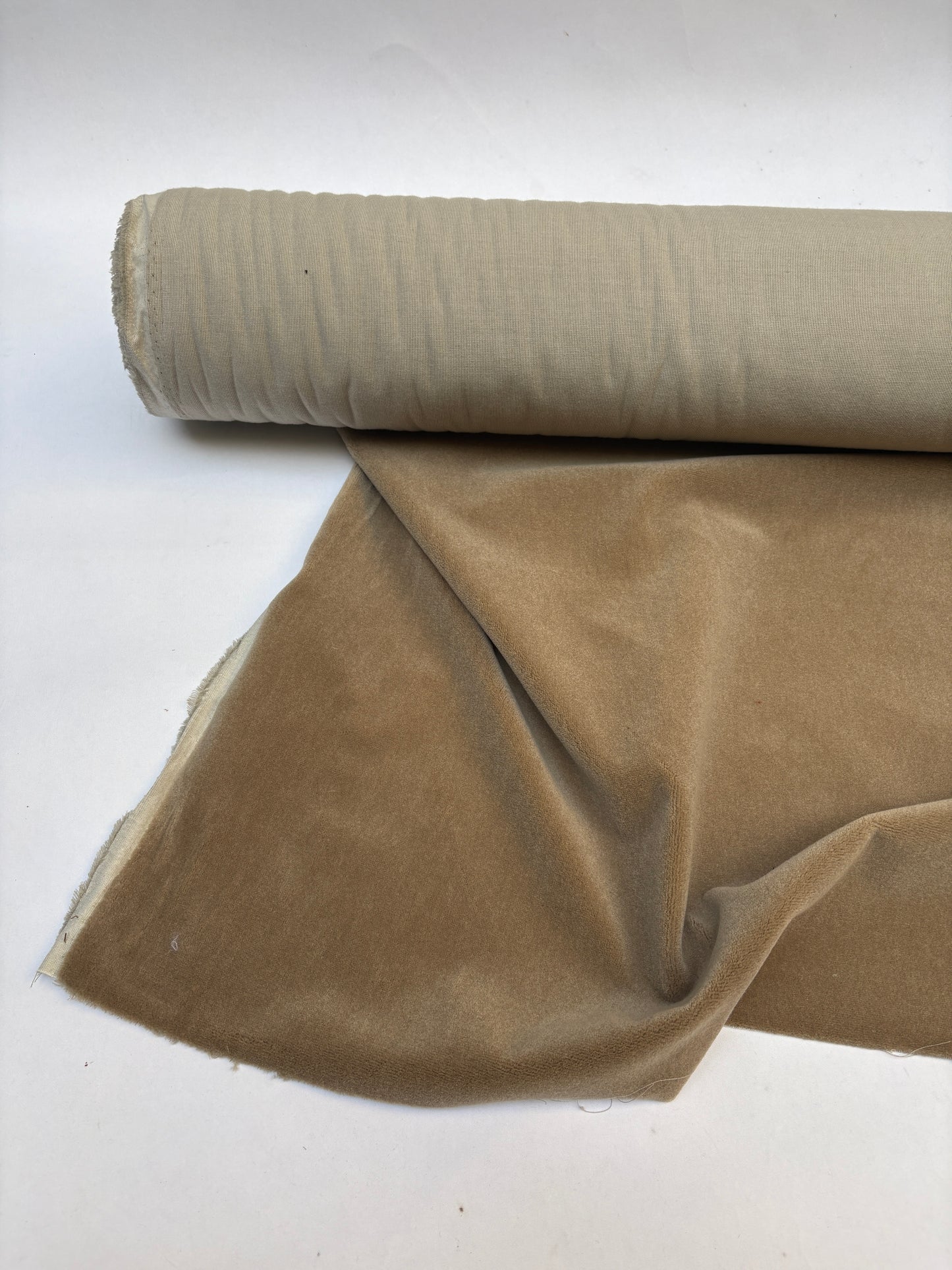 Fabric, Velvet, Deep Pile Viscose, Dark Camel, End of Roll