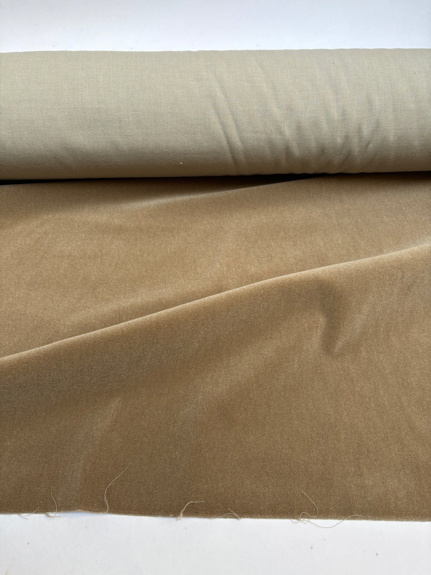 Fabric, Velvet, Deep Pile Viscose, Dark Camel, End of Roll