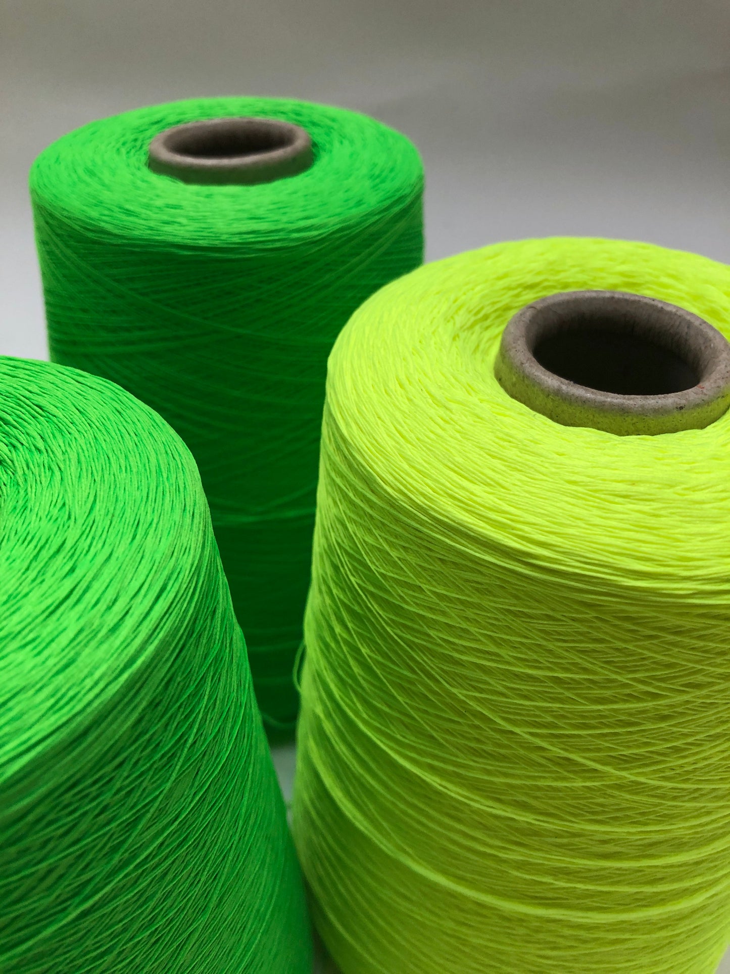 Yarn Cones, neon-yellow/ -green, twisted, 100% Polyester