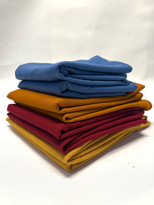 Fabric, 100% Wool, Crêpe Weave, Amber/Vermillion/Zippy/Porcelain, Large Pieces