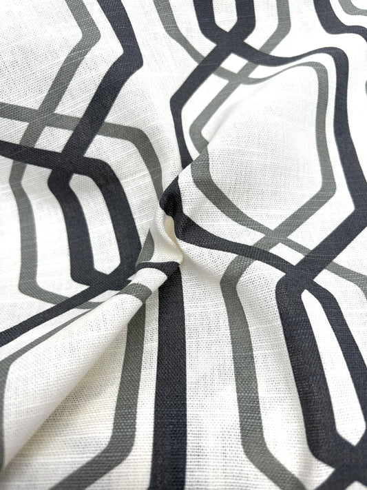 Fabric, Natural Fibres, Plain Weave, Geometrical Print, End of Roll