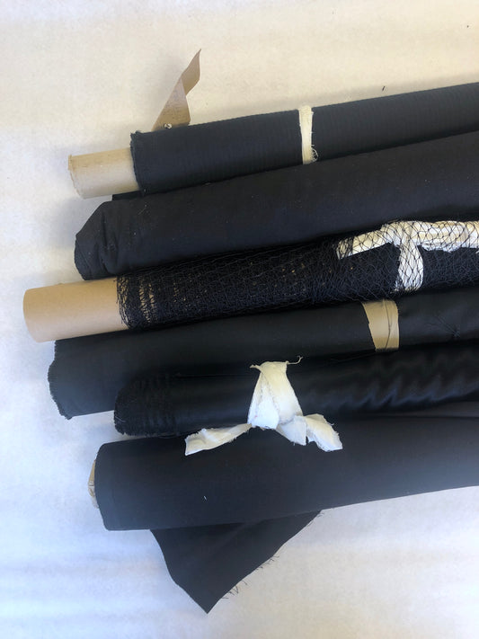 Fabric, Black, Mix of Cotton, Corduroy, Synthetic, Netting