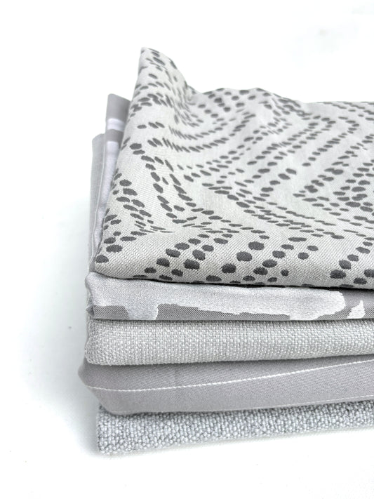 Grey Tone Textured Fabric, Medium Pieces, Heavyweight, Mixed Bundle