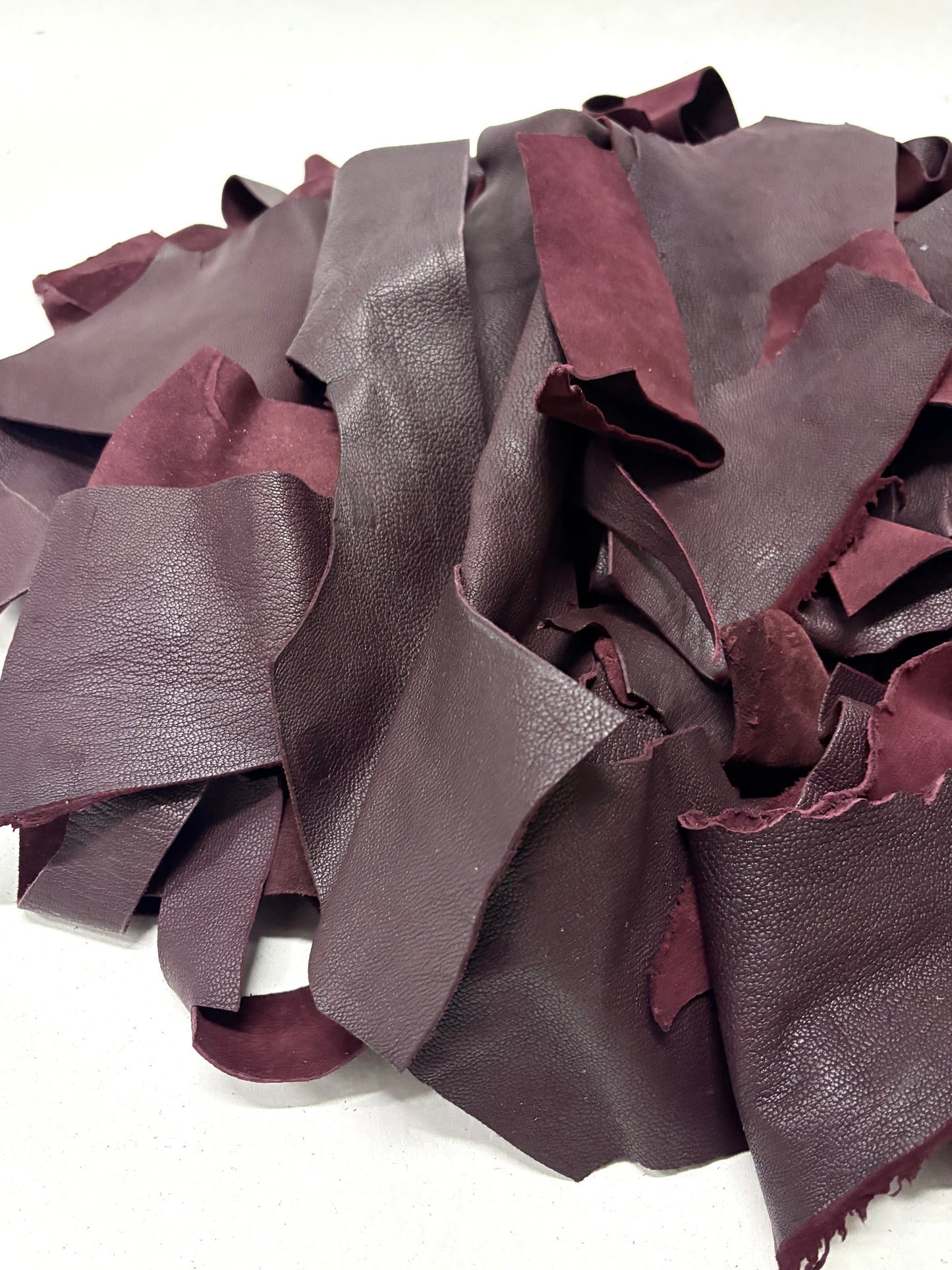 Goat Leather Offcuts from HOWE, Burgundy Red, Mixed Bundle