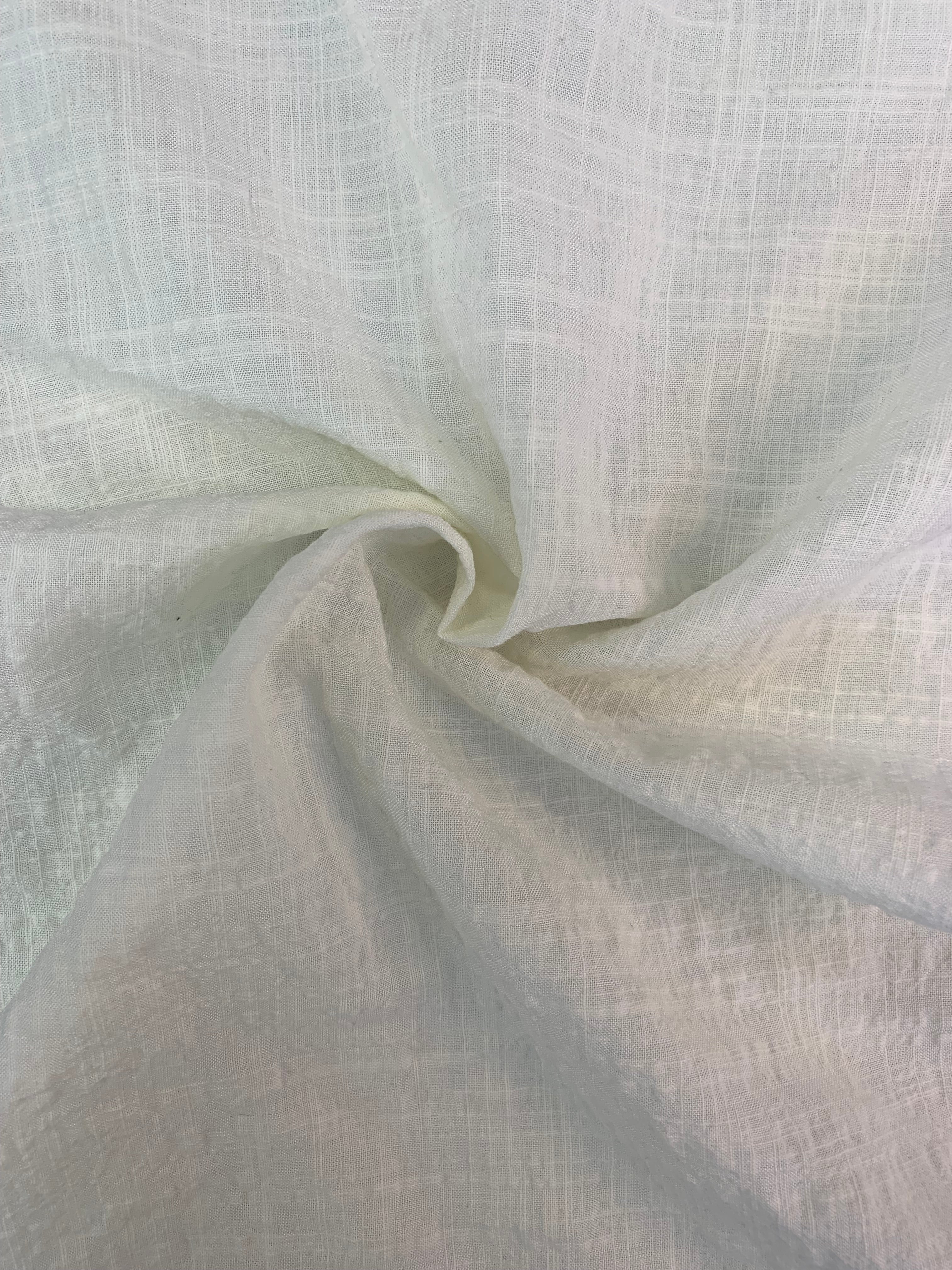 Ivory Crinkle Check Cotton-Viscose Blend Lightweight Deadstock Fabric ...