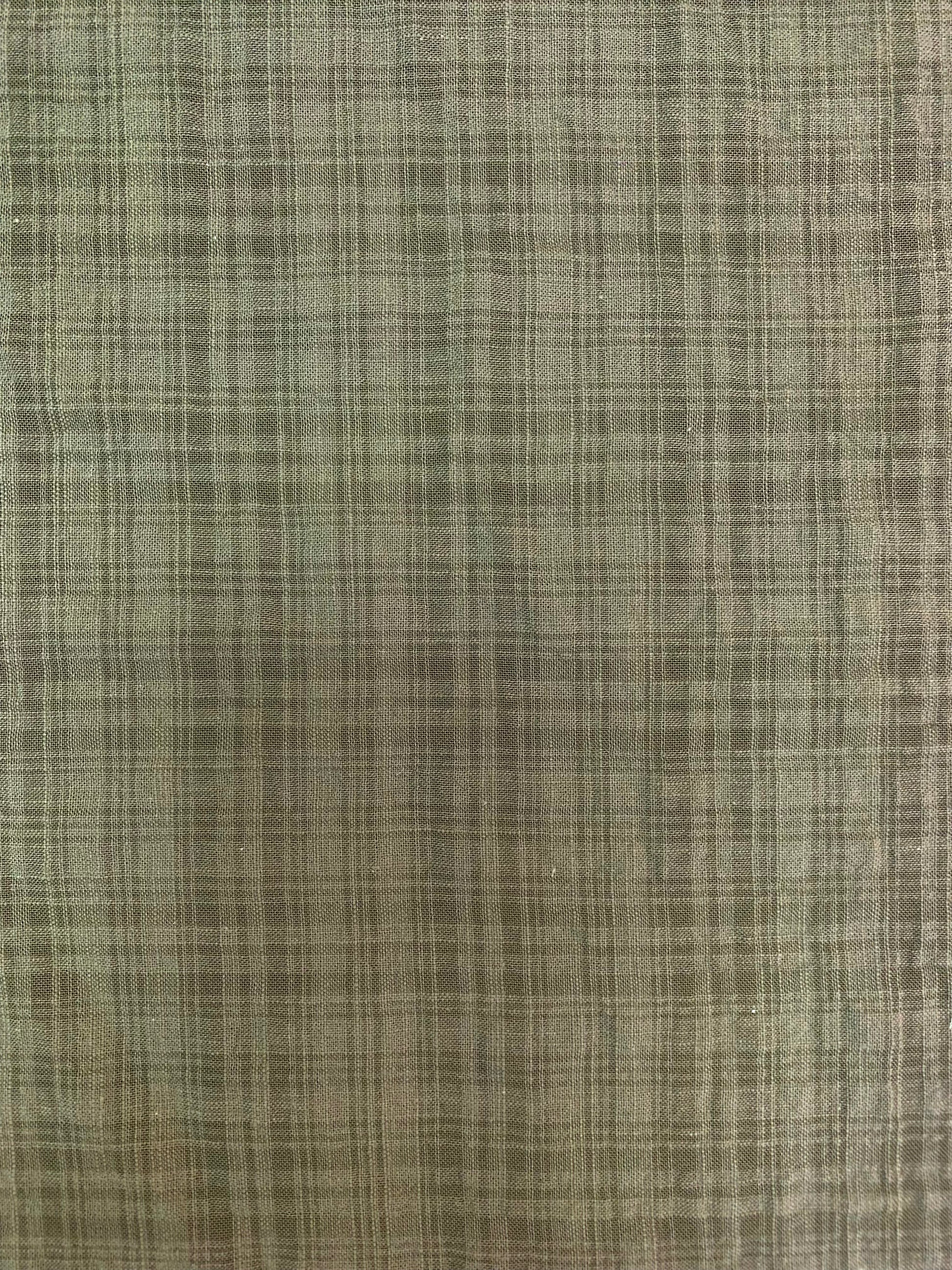Khaki cotton-viscose blend fabric with a lightweight checked texture.