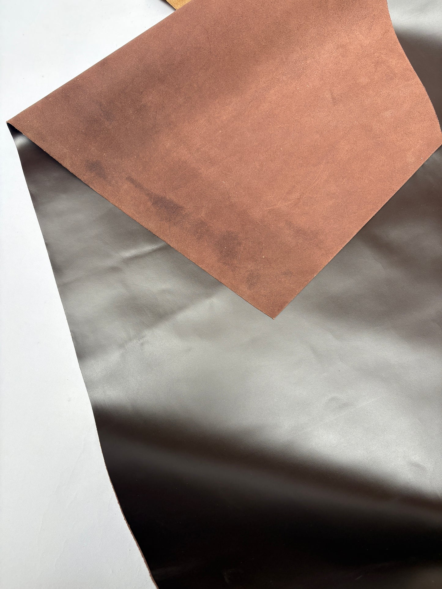 Dark brown leather on a white background