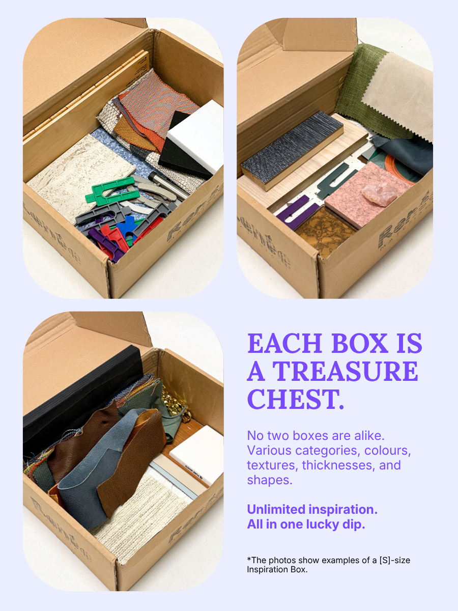 Graphic shows open boxes filled with mixed material samples