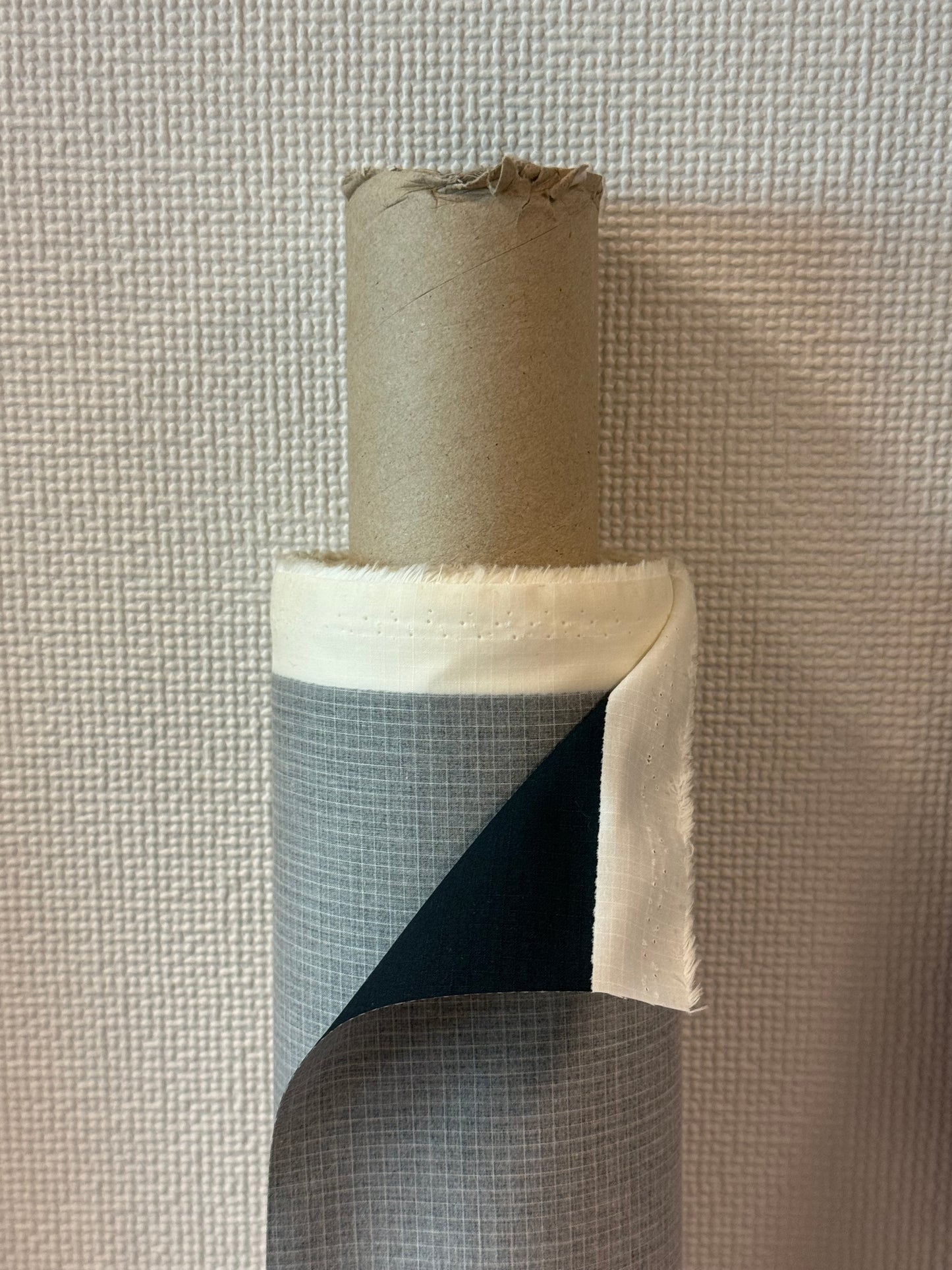 Fabric, Organic Cotton, Ripstop, Water-repellent, Navy/White Reversible, End of Roll