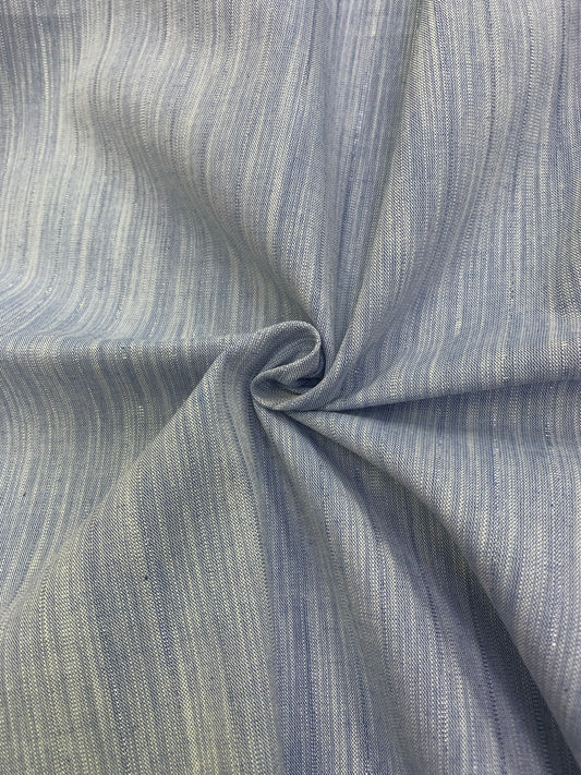 Pale Blue Stripe Lurex Cotton-Poly Blend Chambray Deadstock Fabric