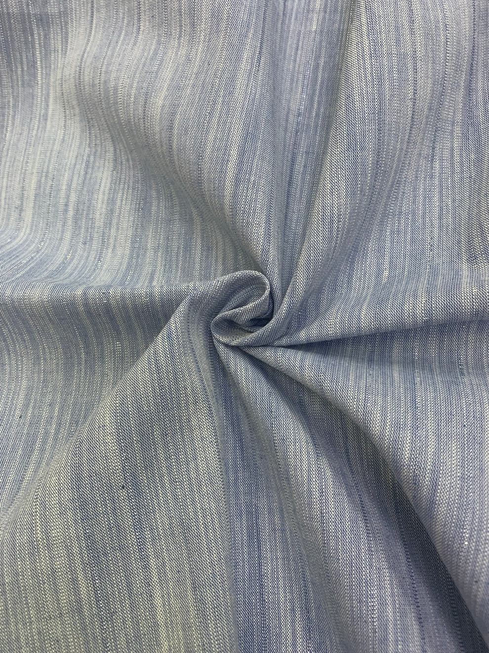 Pale Blue Stripe Lurex Cotton-Poly Blend Chambray Deadstock Fabric ...