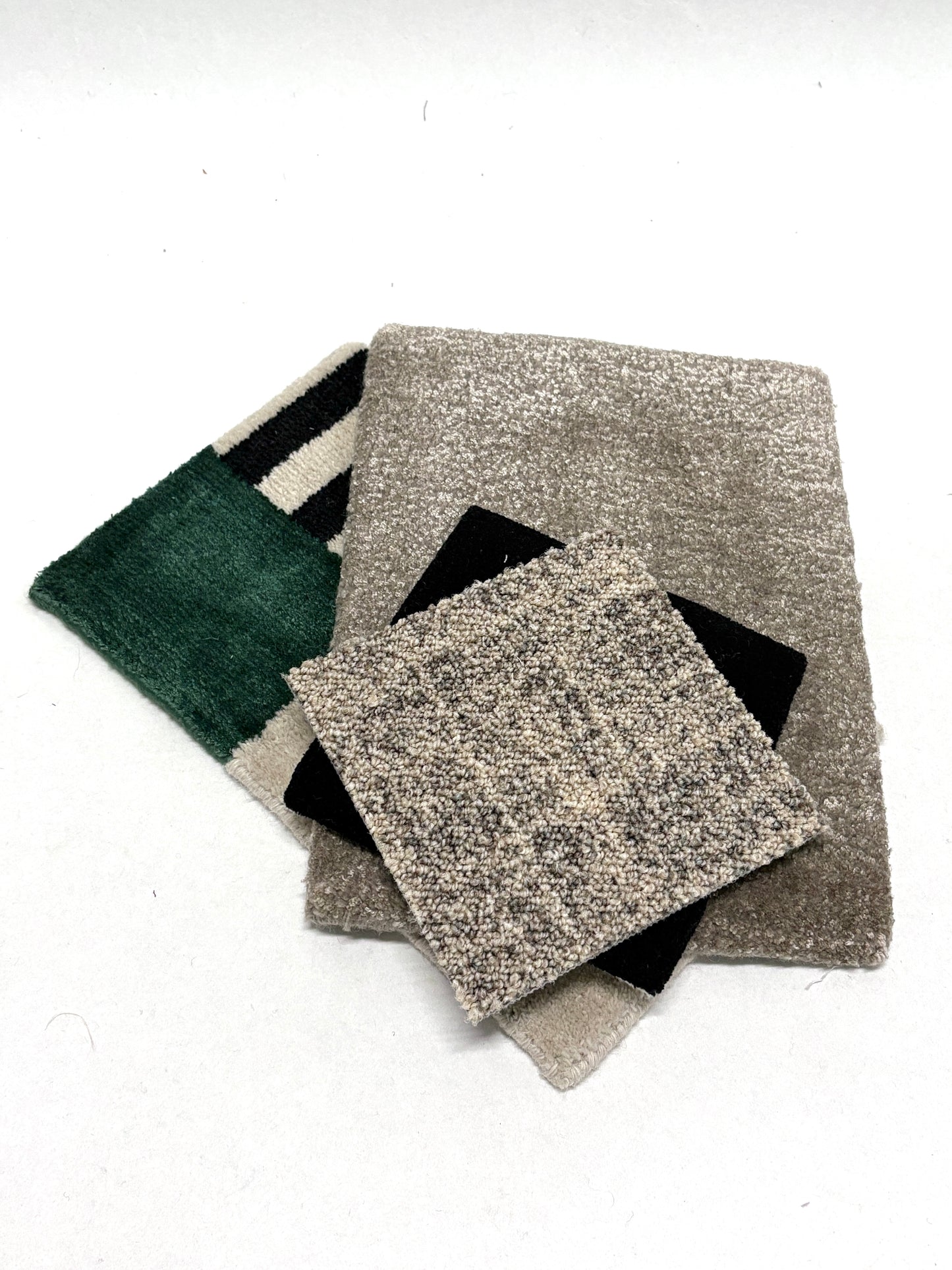 Textured fabric and surface samples are shown in detail on white