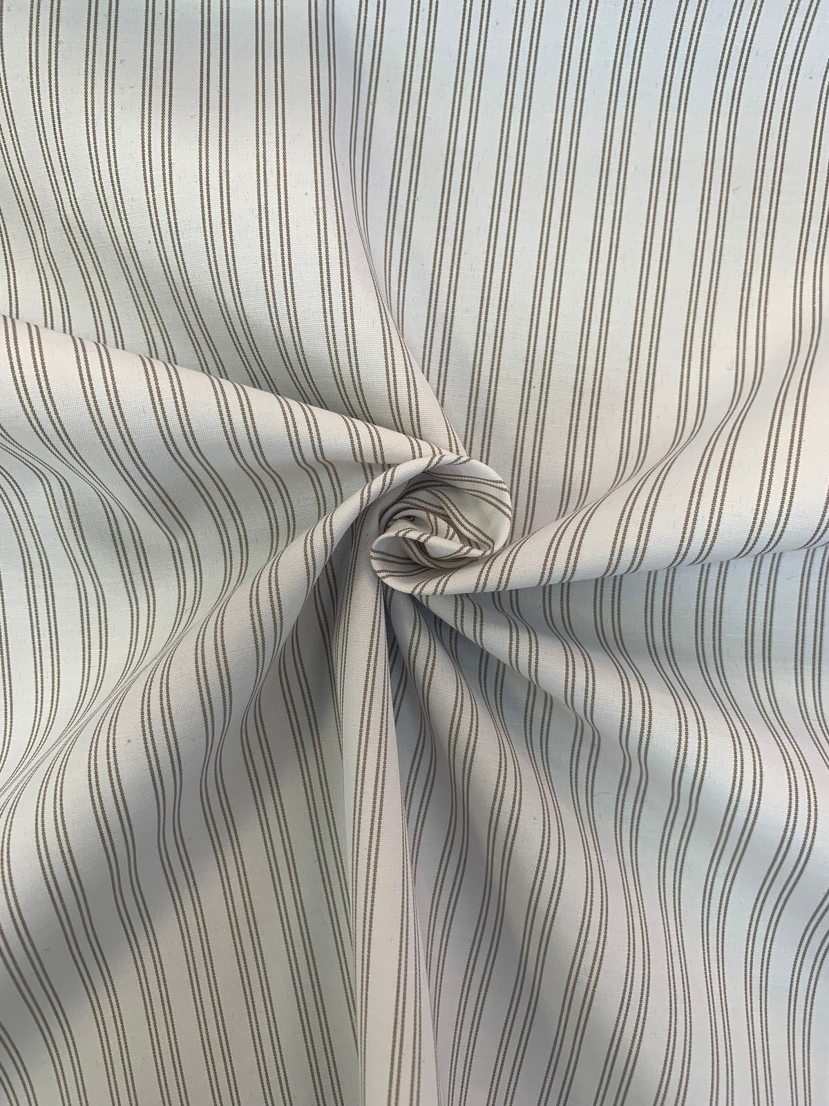 Plastic Polyester Rene Stone-White Double Stripe BCI Cotton-Recycled Polyester Blend Shirting ...