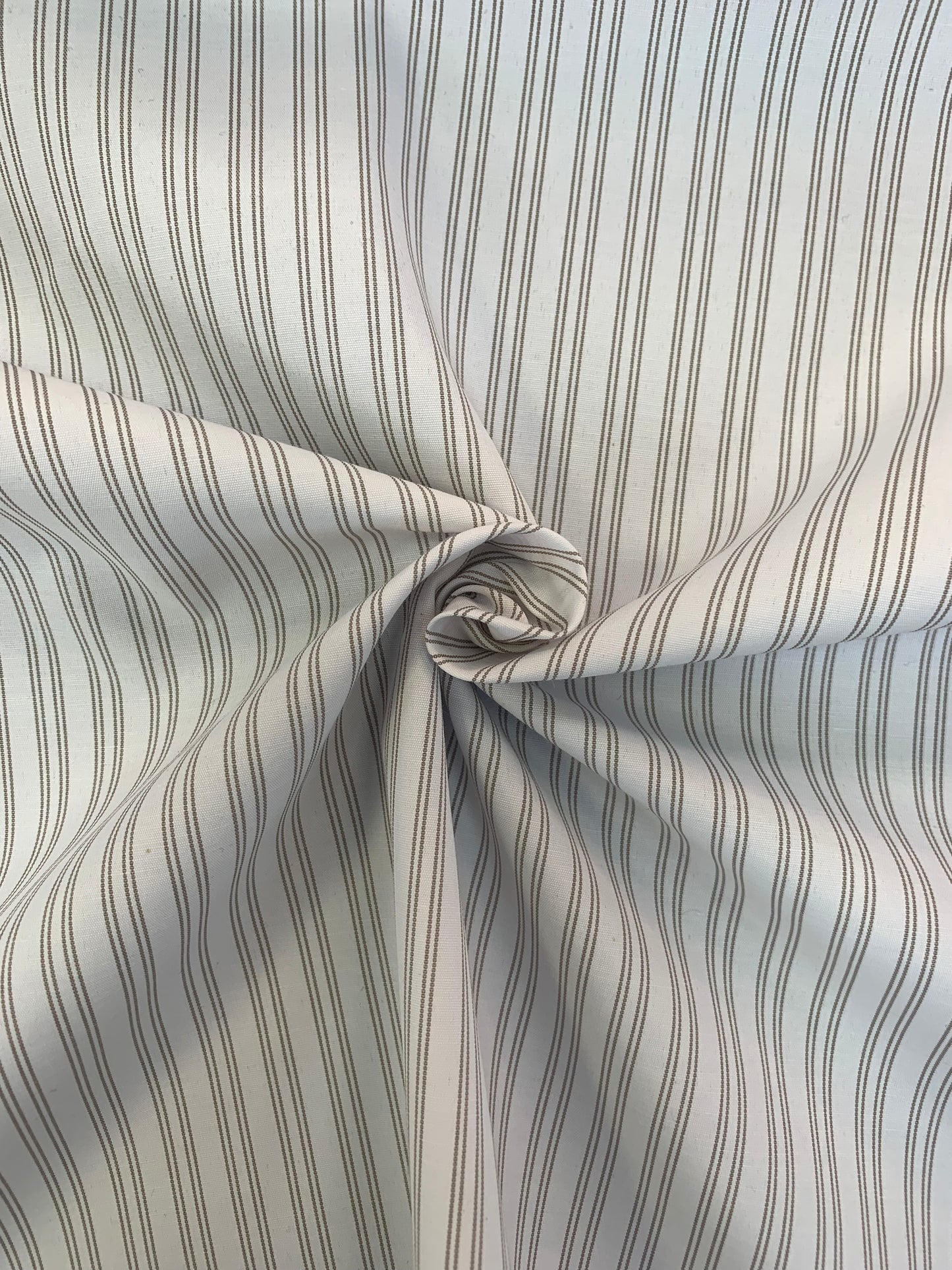 Stone-white double stripe fabric shown with gentle movement and texture.