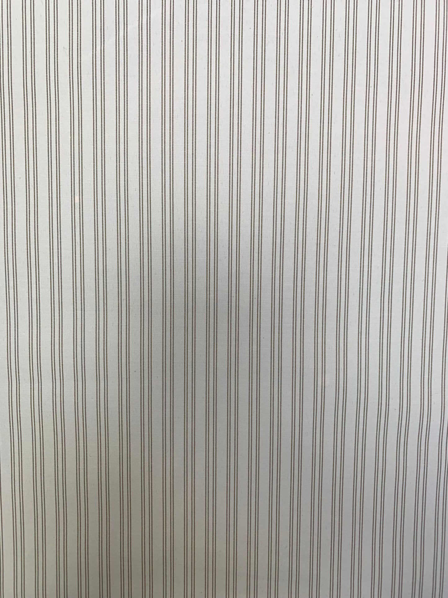 A detailed flat view of shirting fabric with stone-white double stripes.