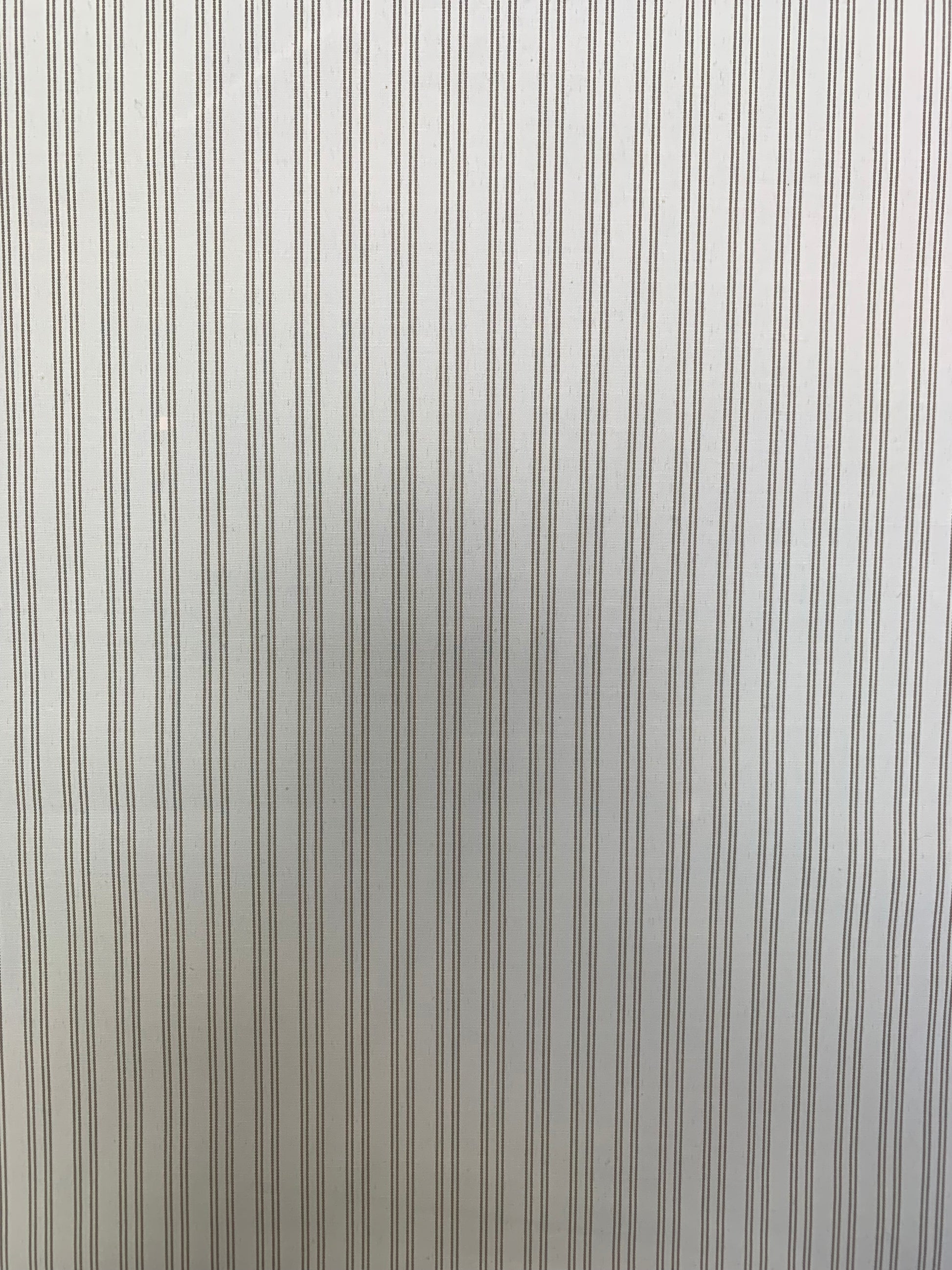 A detailed flat view of shirting fabric with stone-white double stripes.