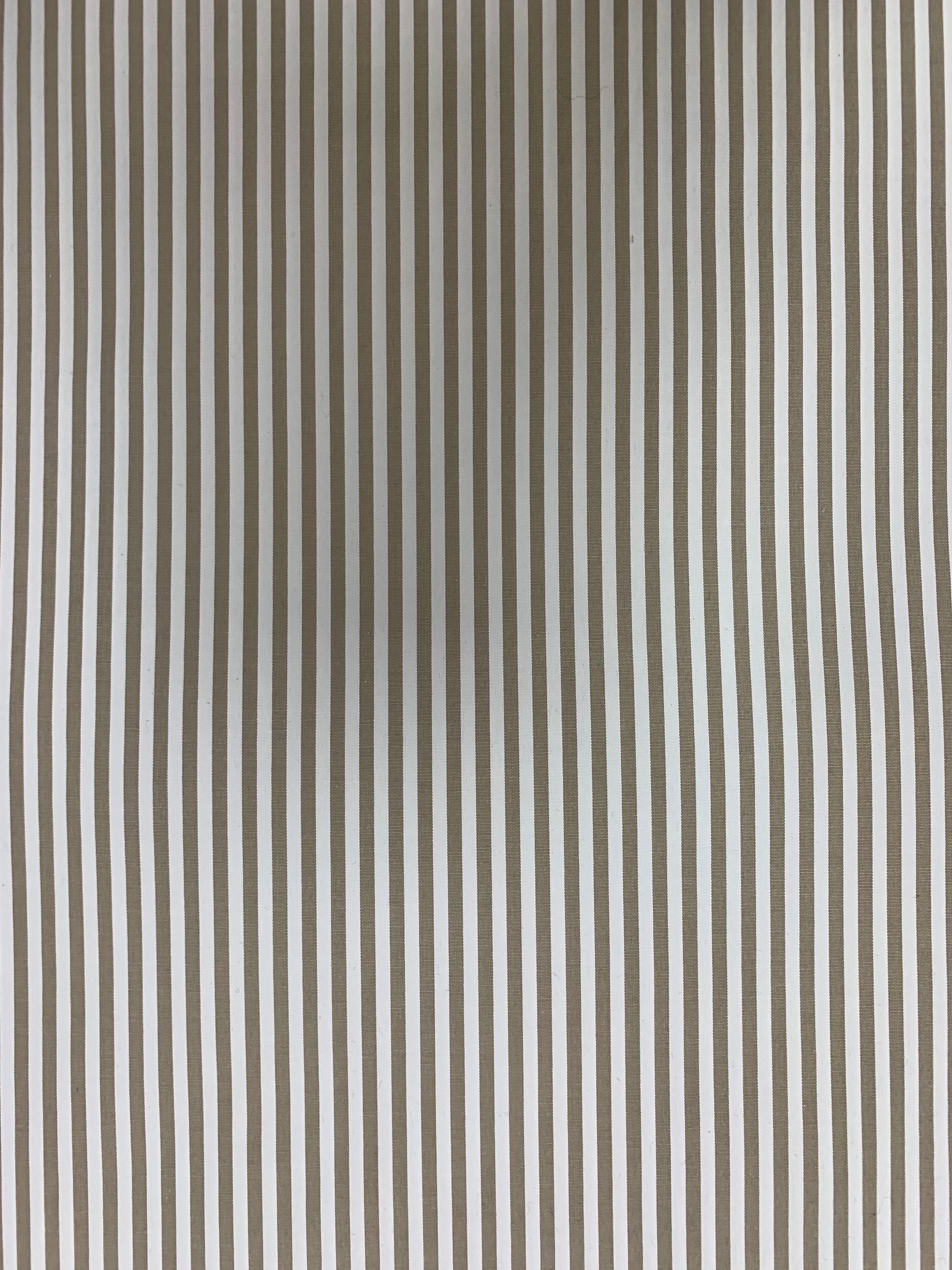 Surface detail of stone-white striped cotton-blend shirting.