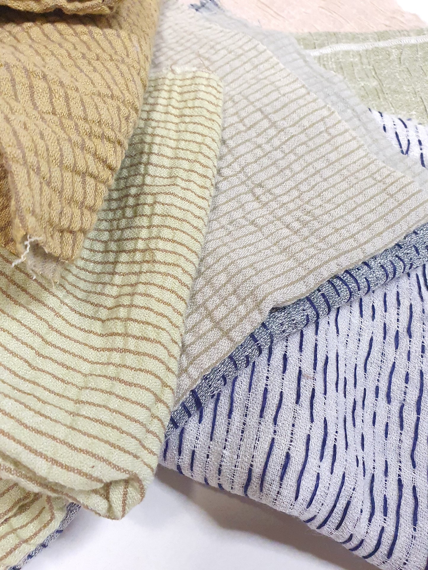 Fabric, Medium Size Pieces, Lightweight, Strip Pattern Mix