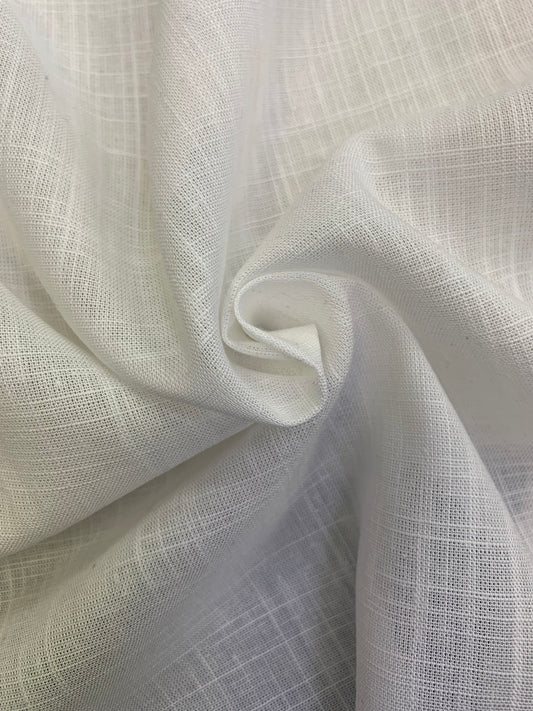 White viscose linen deadstock fabric displayed in a close-up swirl.