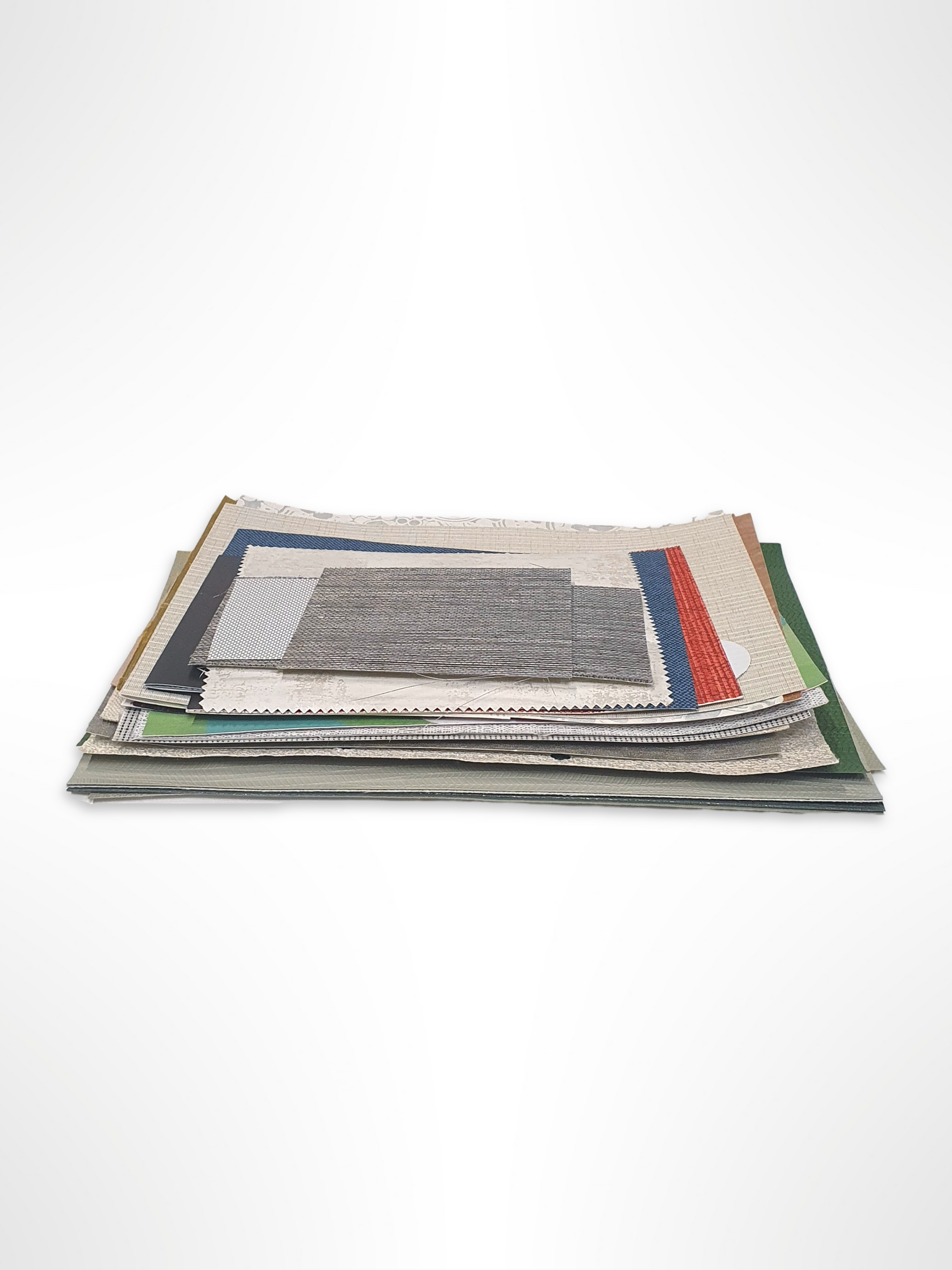 Collection of architectural wallpaper samples in various colours and sizes 