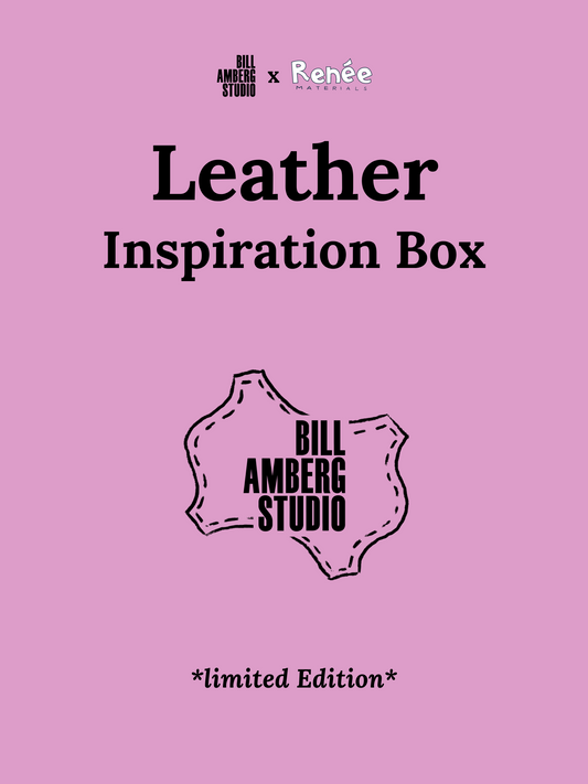 A poster of the Leather Inspiration Box featuring BILL AMBERG STUDIO