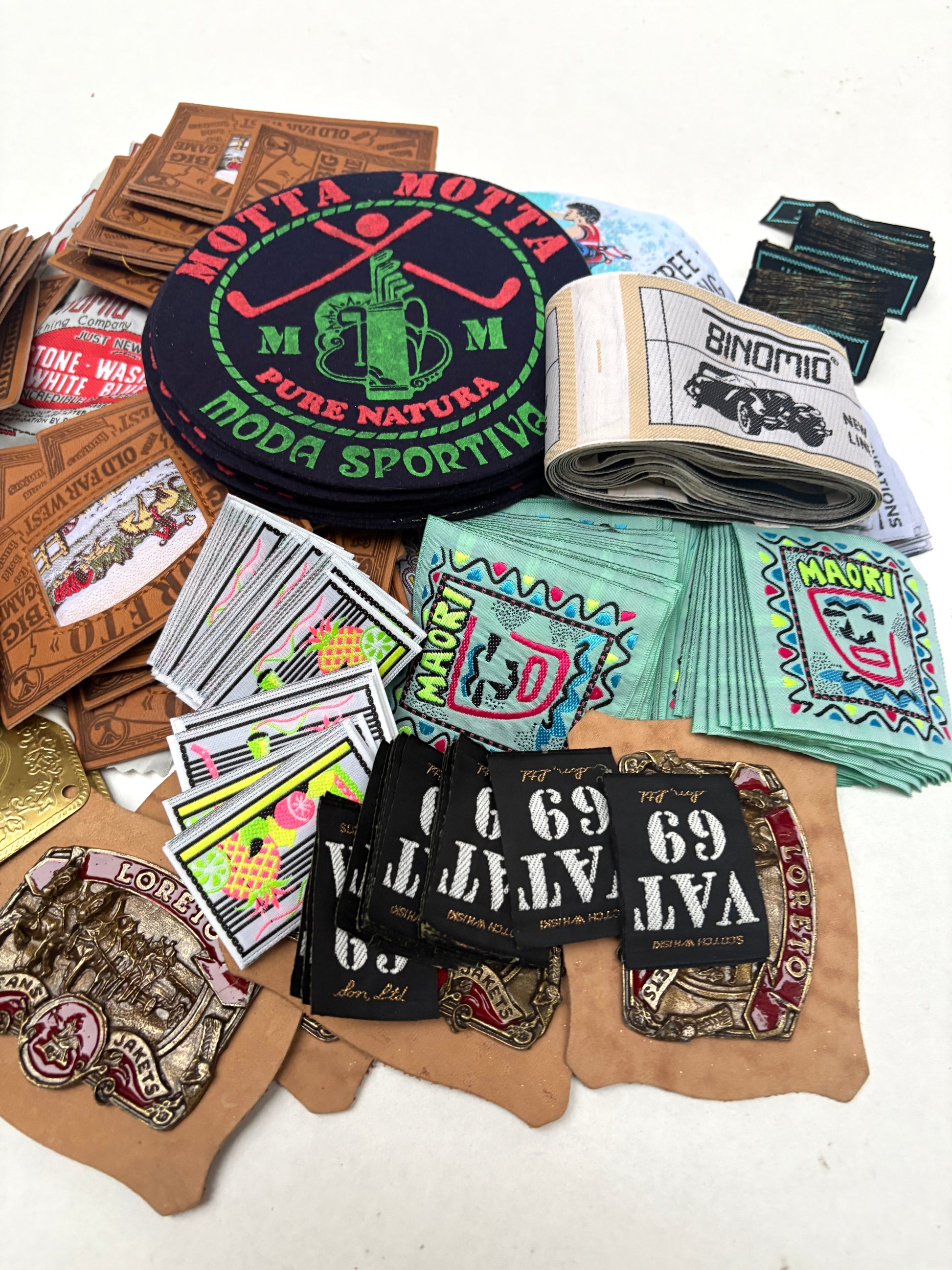 Collection of embellished badges and patches
