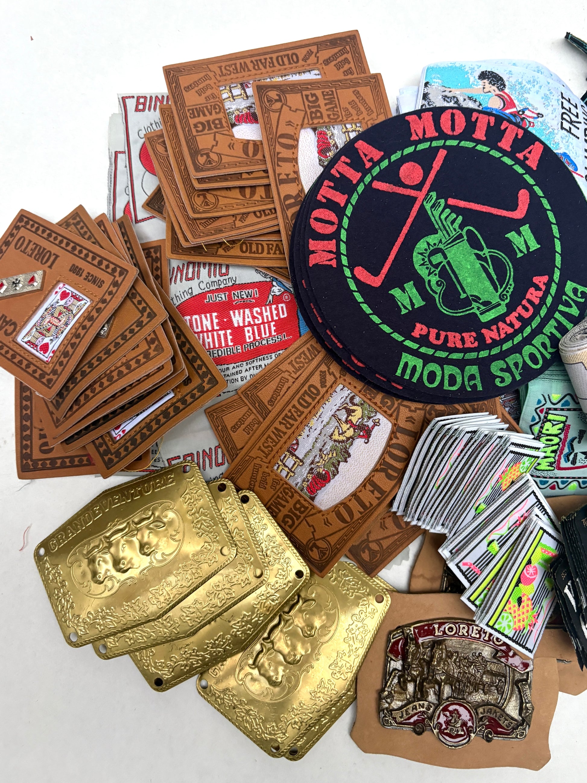 Collection of embellished badges and patches