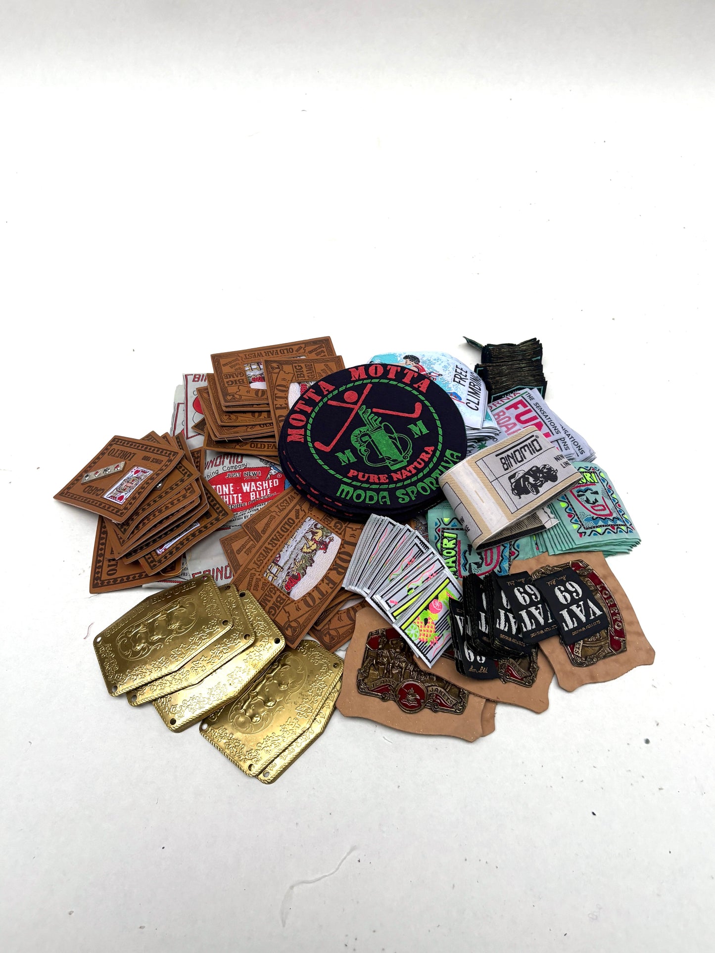 Collection of embellished badges and patches