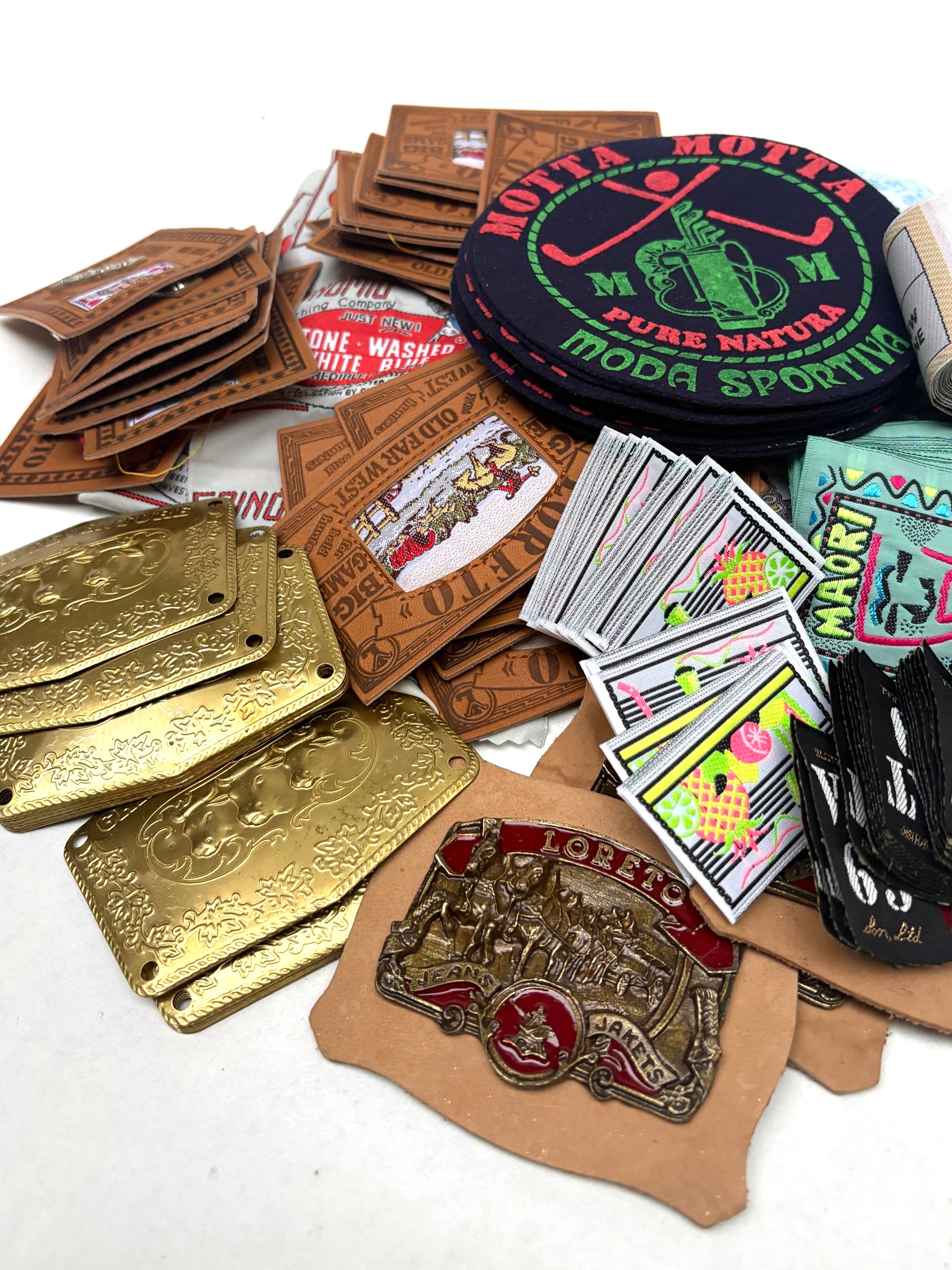 Collection of embellished badges and patches