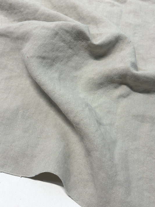 Close-up of medium weight linen fabric in grey