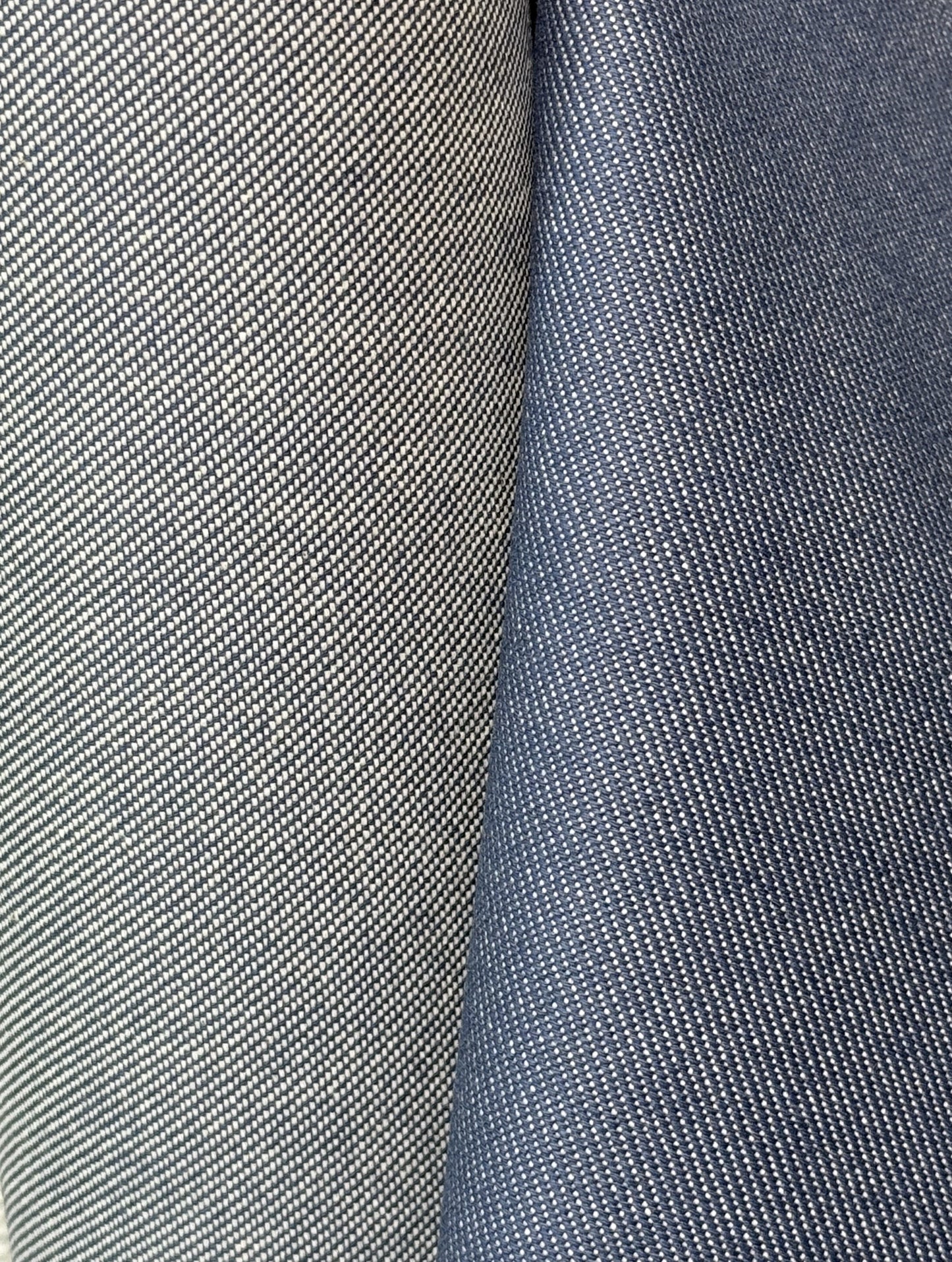 Close-up of water repellent denim in light blue  