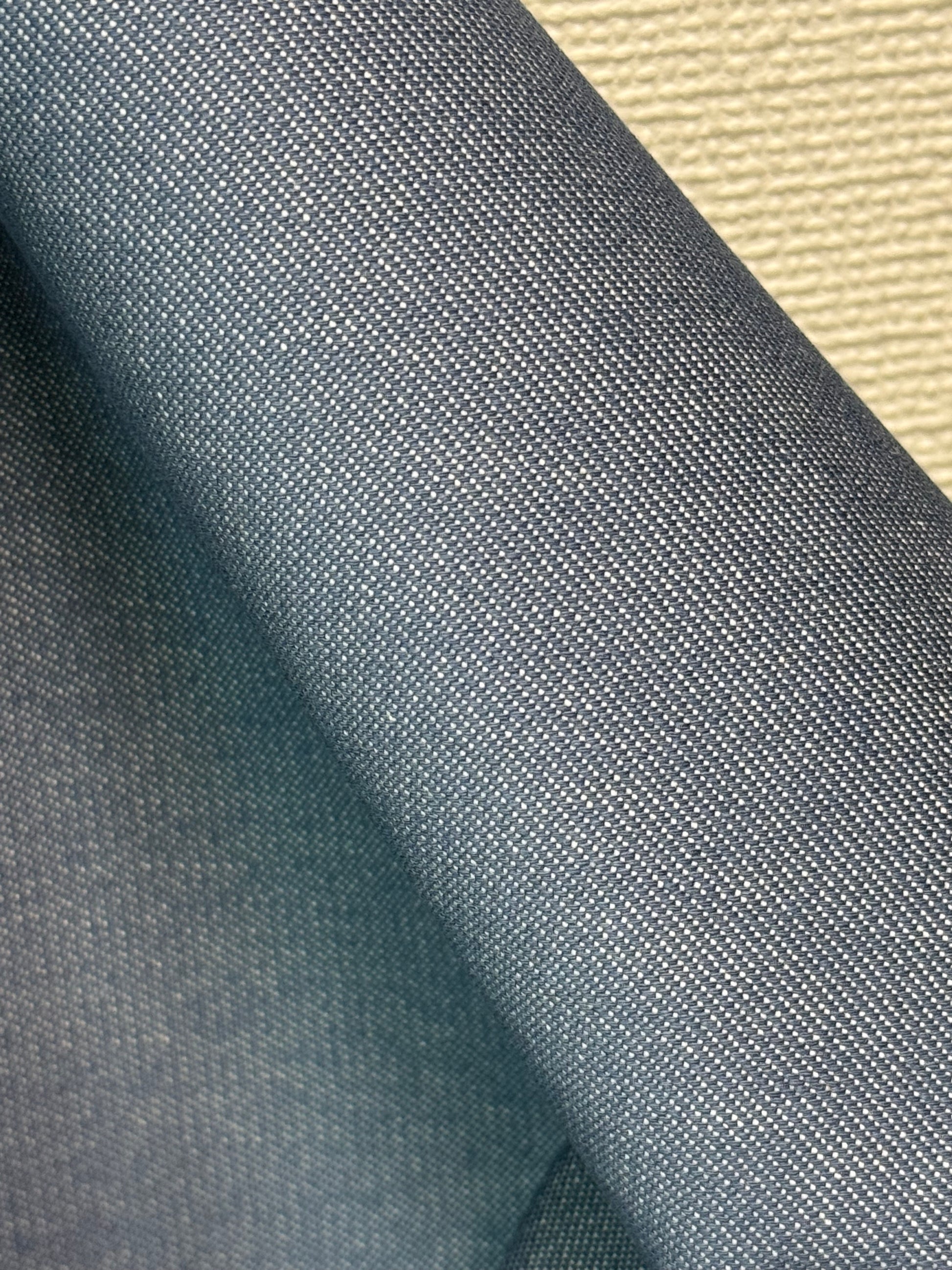 Close-up of water repellent denim in light blue  