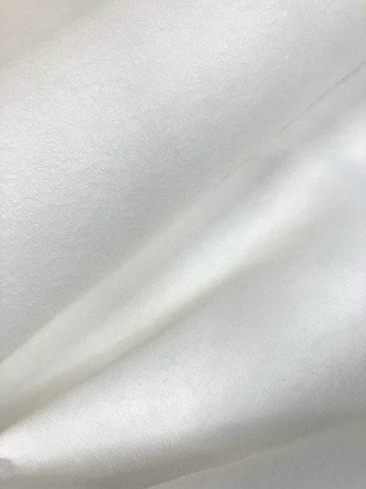 Close-up of cellulosic felted fabric in white