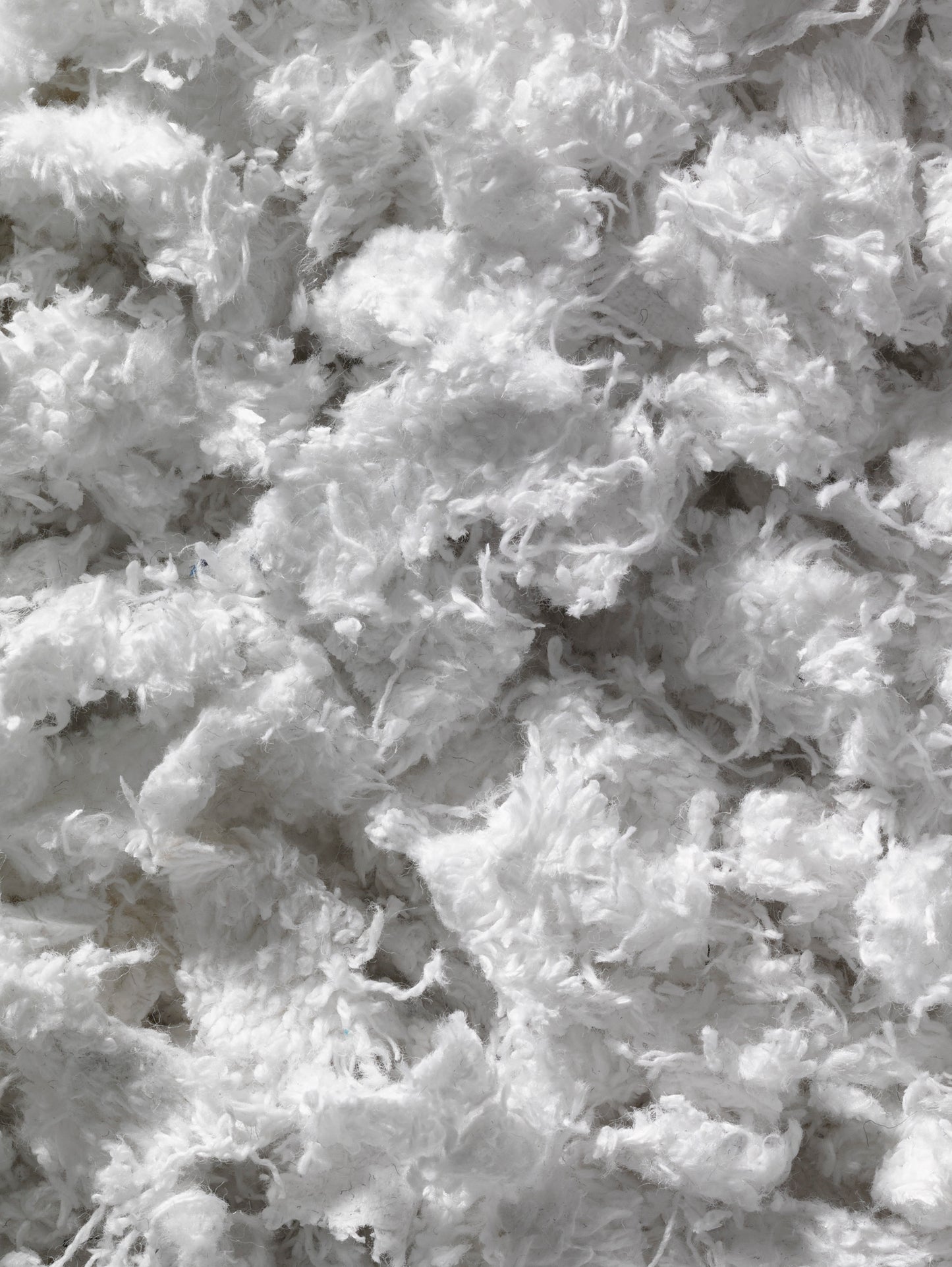 Shredded textle fibers fabric in white 
